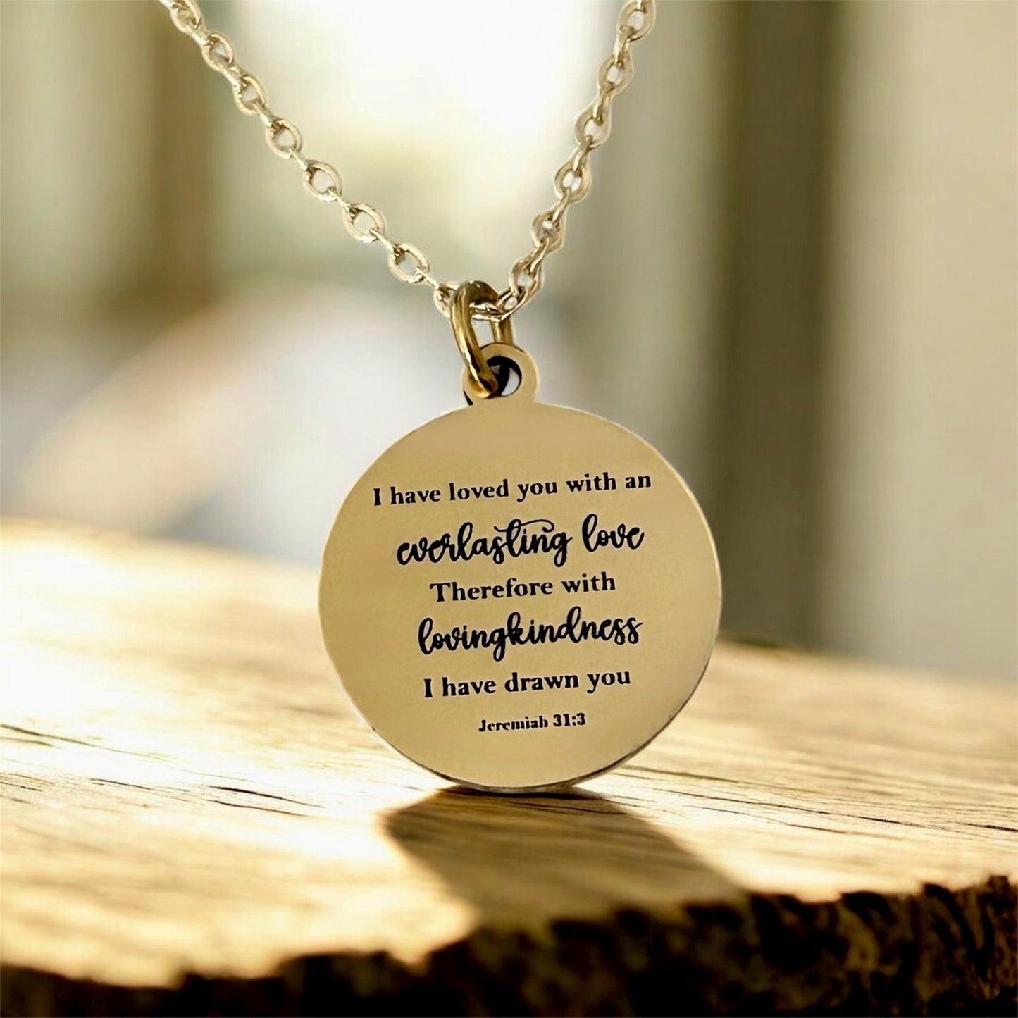 Jeremiah 31:3 Everlasting Love Bible Verse Necklace Christian Gifts Personalized Necklace