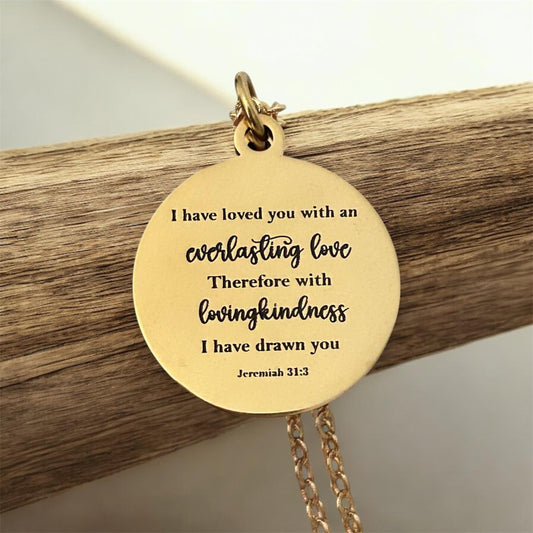 Jeremiah 31:3 Everlasting Love Bible Verse Necklace Christian Gifts Personalized Necklace