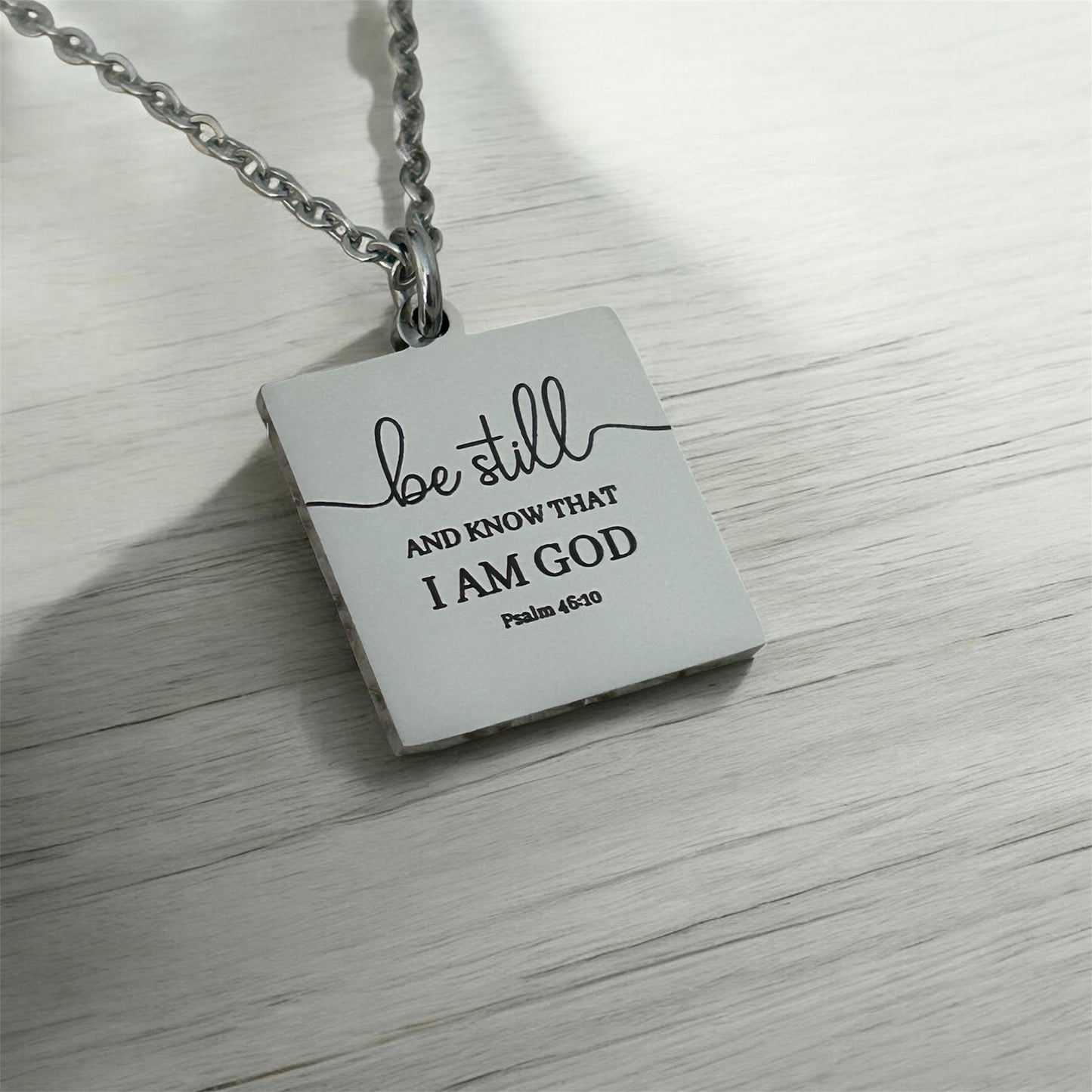 Be Still Necklace, Psalm 46:10 Necklace, Christian Necklace for Women, Faith Jewelry Gift, Inspirational Bible Verse Pendant, Stainless Stee