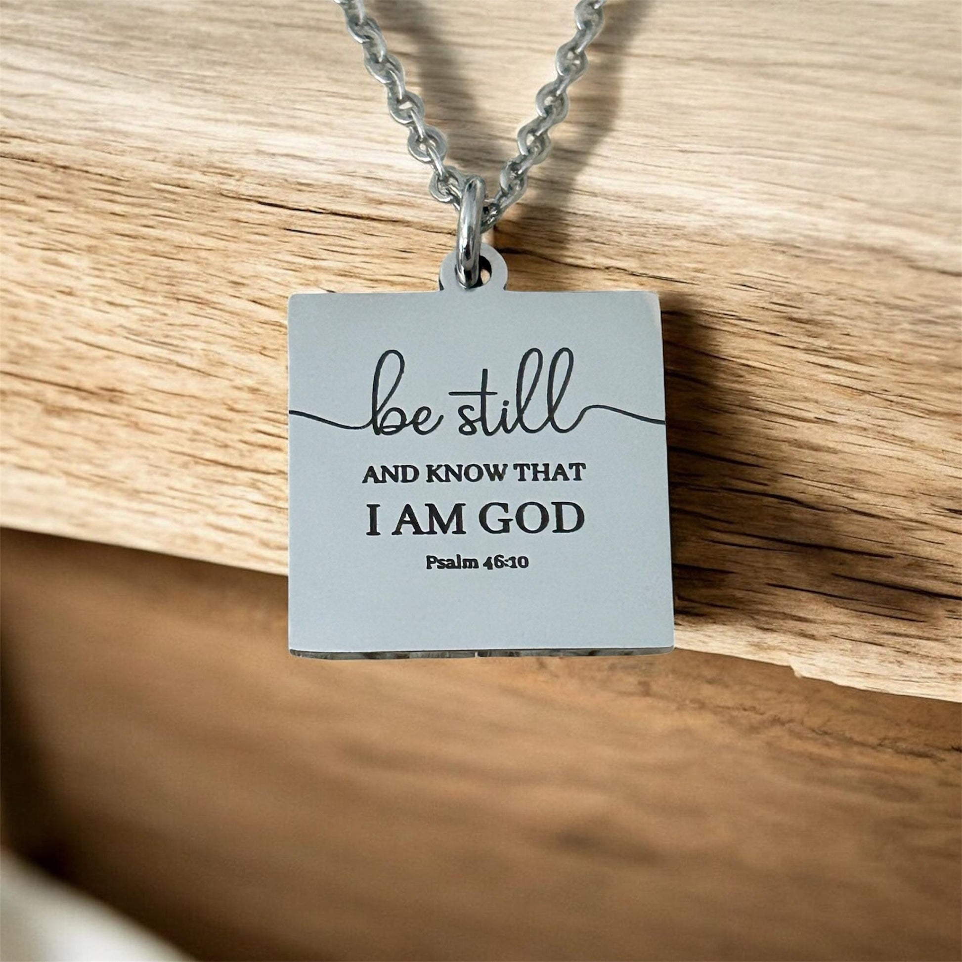 Be Still Necklace, Psalm 46:10 Necklace, Christian Necklace for Women, Faith Jewelry Gift, Inspirational Bible Verse Pendant, Stainless Stee