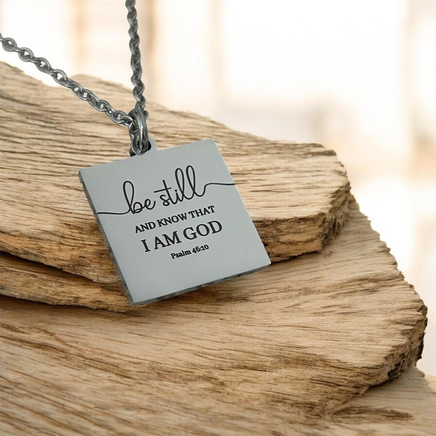 Be Still Necklace, Psalm 46:10 Necklace, Christian Necklace for Women, Faith Jewelry Gift, Inspirational Bible Verse Pendant, Stainless Stee