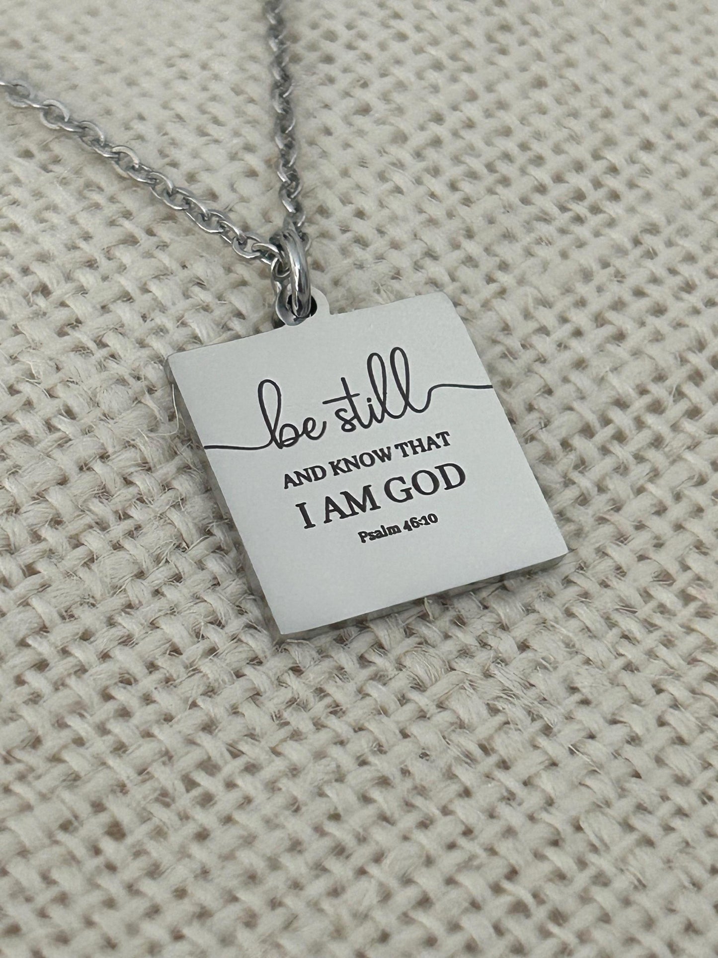 Be Still Necklace, Psalm 46:10 Necklace, Christian Necklace for Women, Faith Jewelry Gift, Inspirational Bible Verse Pendant, Stainless Stee
