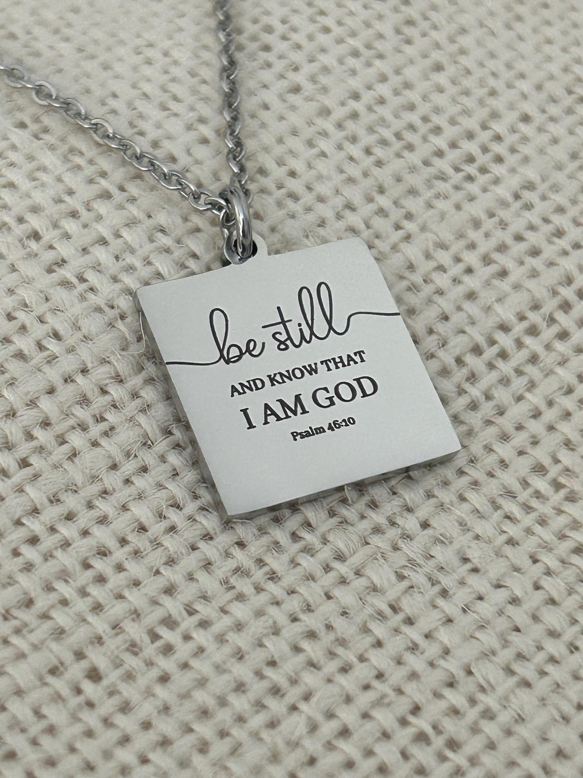 Be Still Necklace, Psalm 46:10 Necklace, Christian Necklace for Women, Faith Jewelry Gift, Inspirational Bible Verse Pendant, Stainless Stee