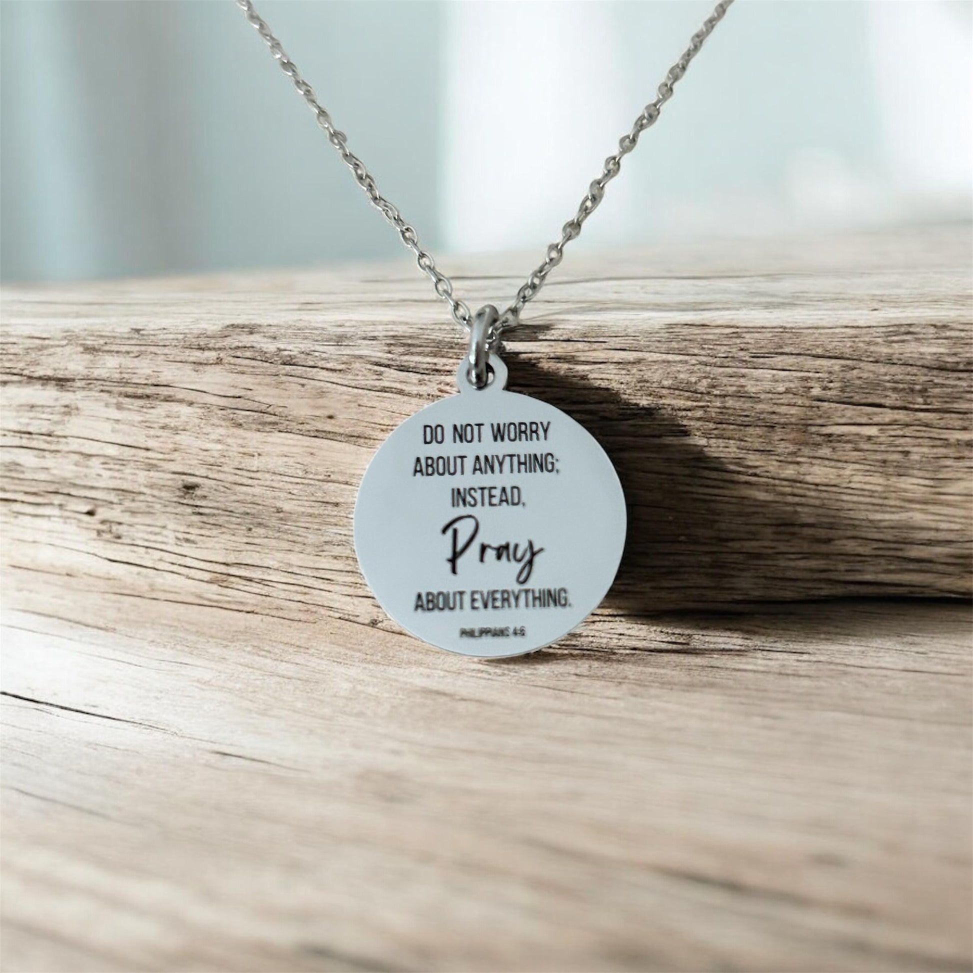 Do not worry about anything Philippians 4:6 Necklace Christian Gifts Scripture Charms Womens Retreat Gifts