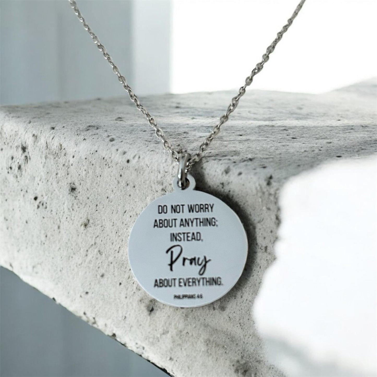 Do not worry about anything Philippians 4:6 Necklace Christian Gifts Scripture Charms Womens Retreat Gifts