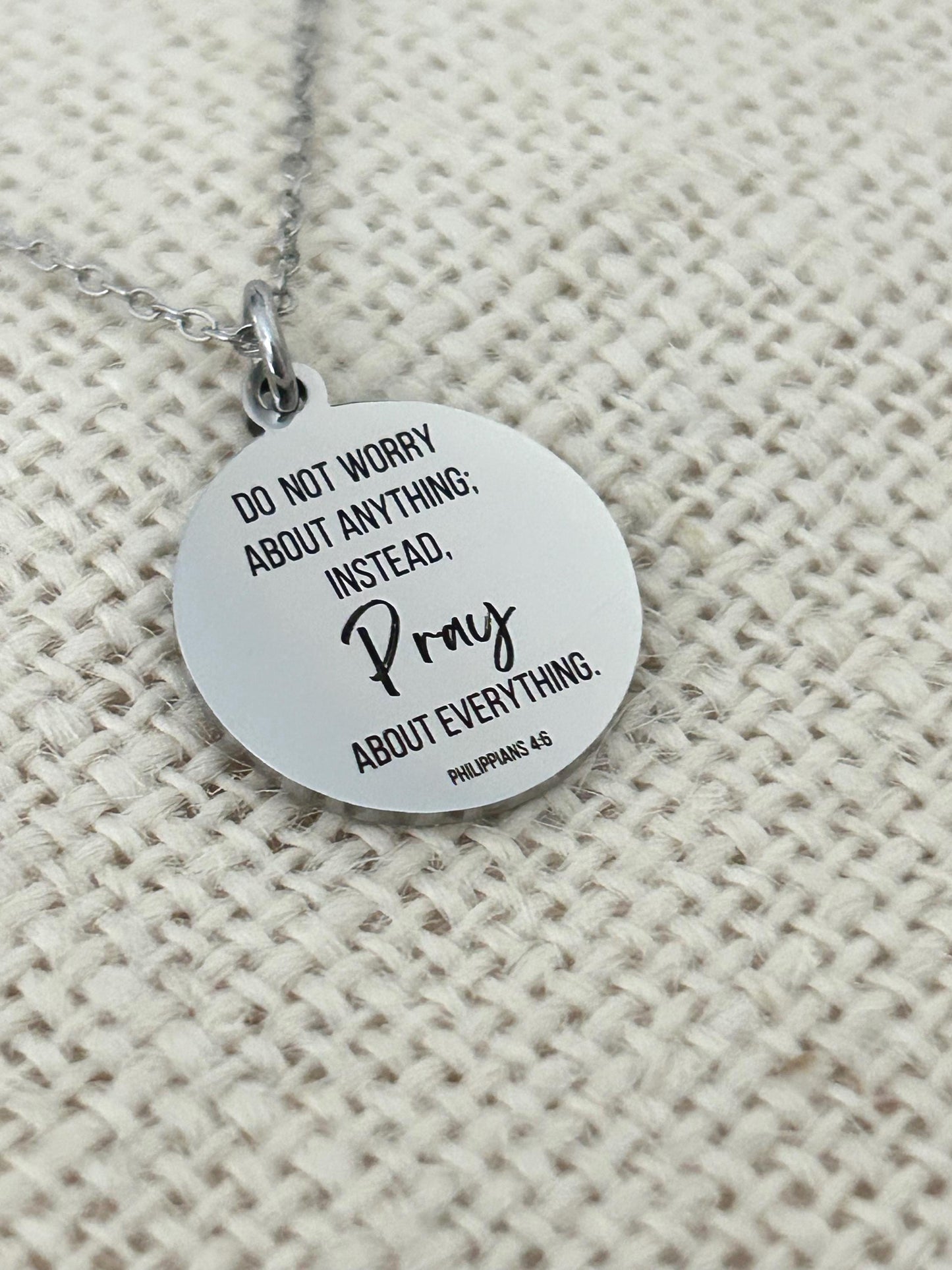 Do not worry about anything Philippians 4:6 Necklace Christian Gifts Scripture Charms Womens Retreat Gifts