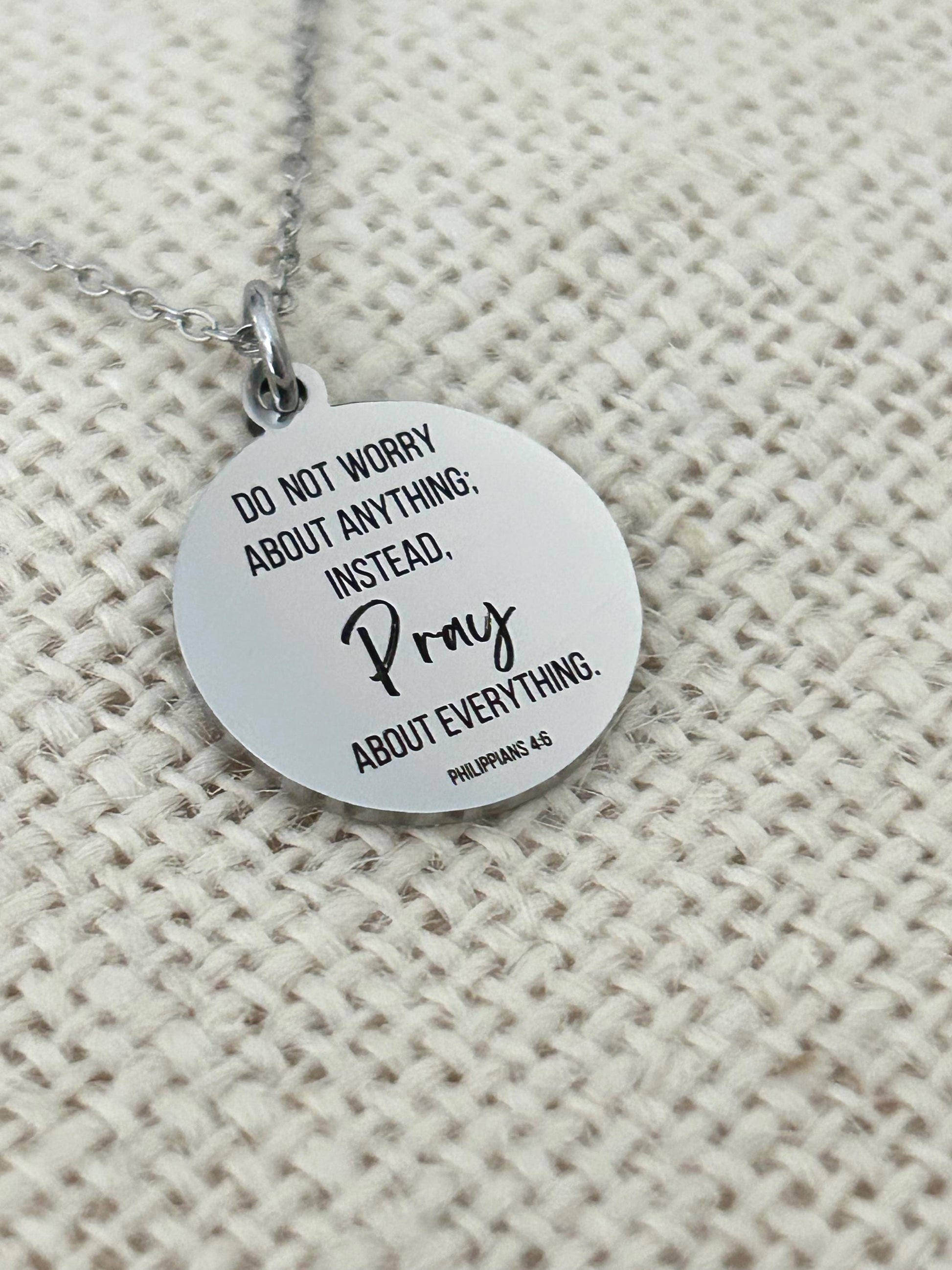 Do not worry about anything Philippians 4:6 Necklace Christian Gifts Scripture Charms Womens Retreat Gifts
