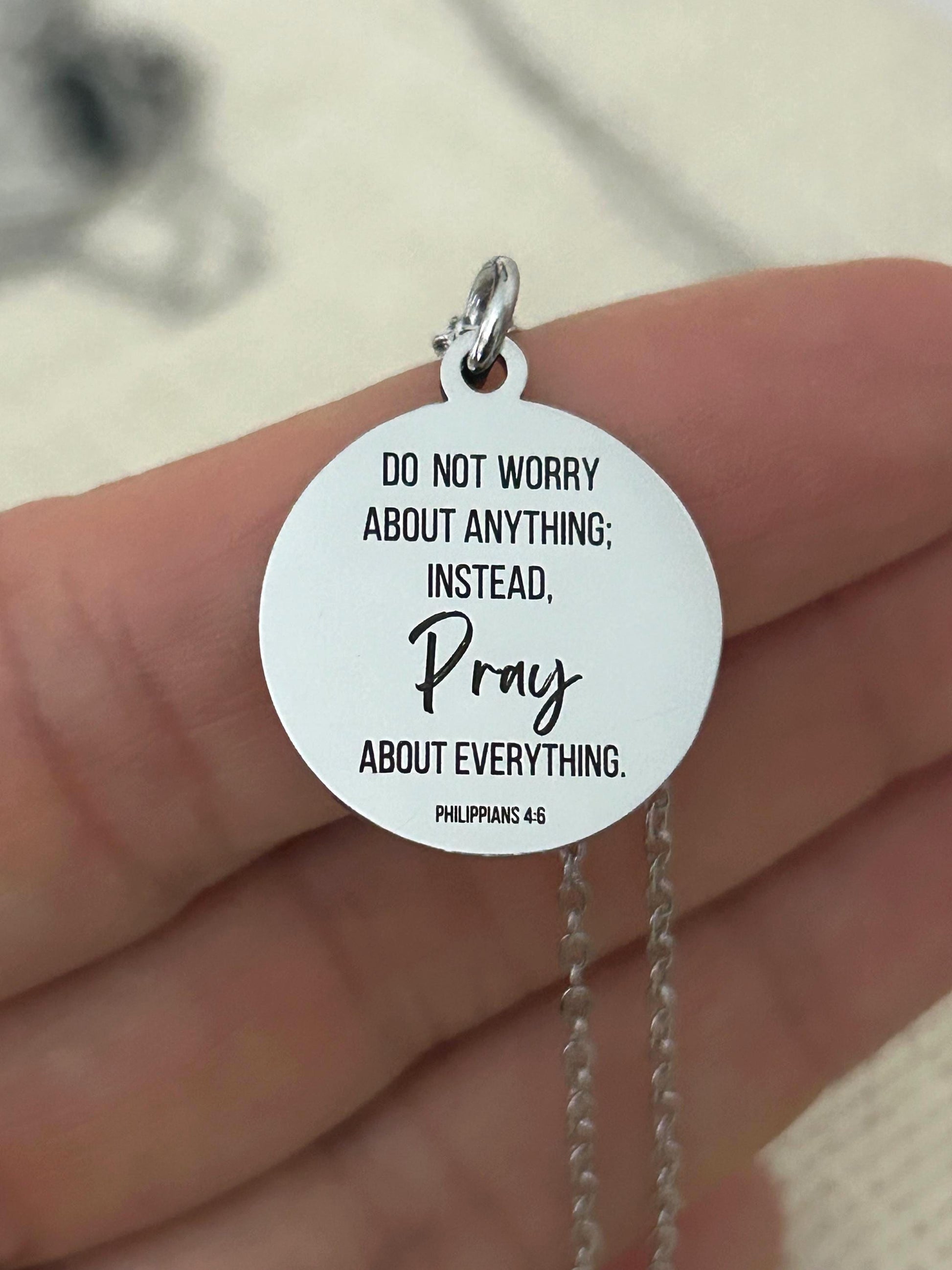 Do not worry about anything Philippians 4:6 Necklace Christian Gifts Scripture Charms Womens Retreat Gifts