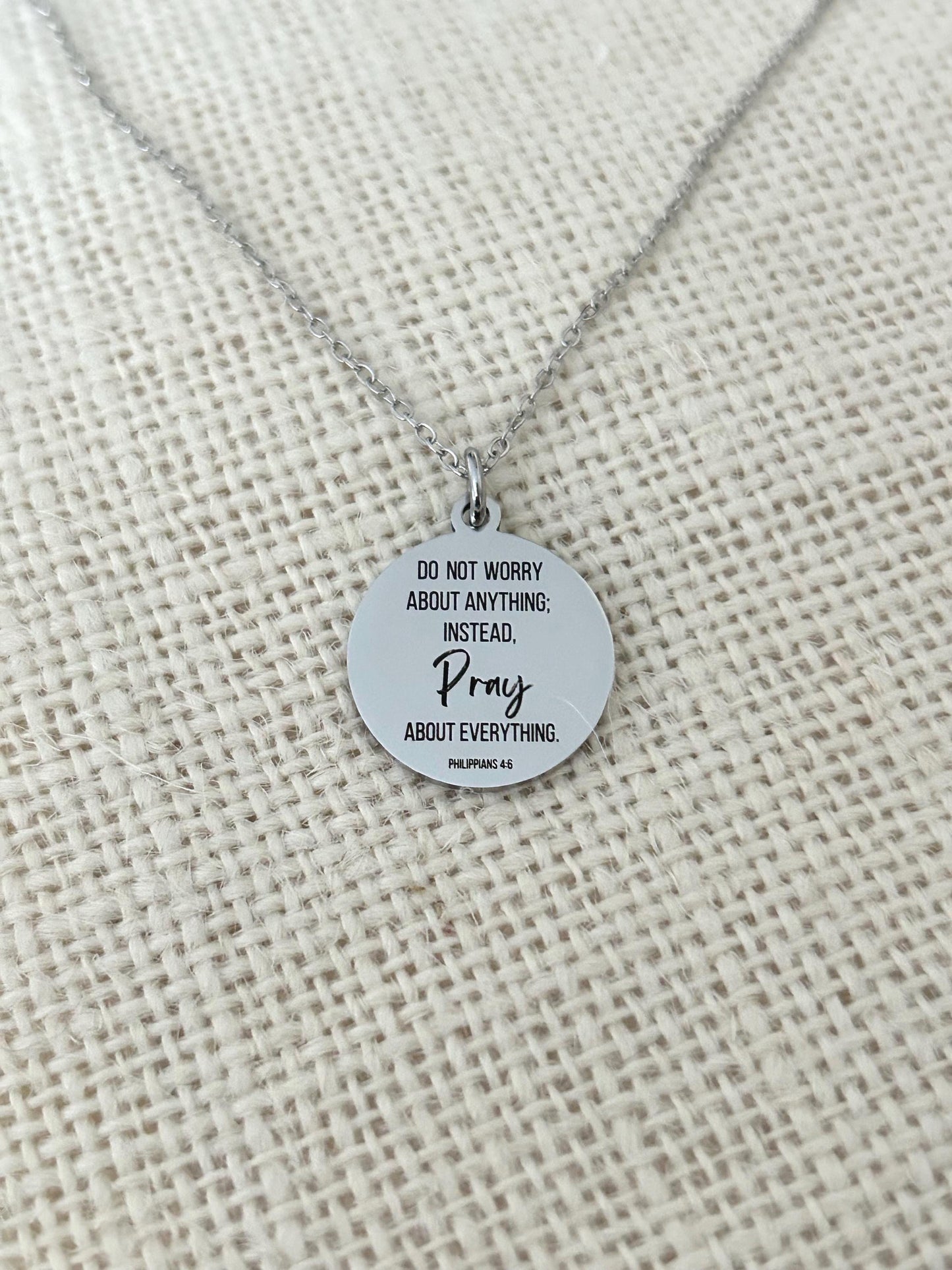 Do not worry about anything Philippians 4:6 Necklace Christian Gifts Scripture Charms Womens Retreat Gifts