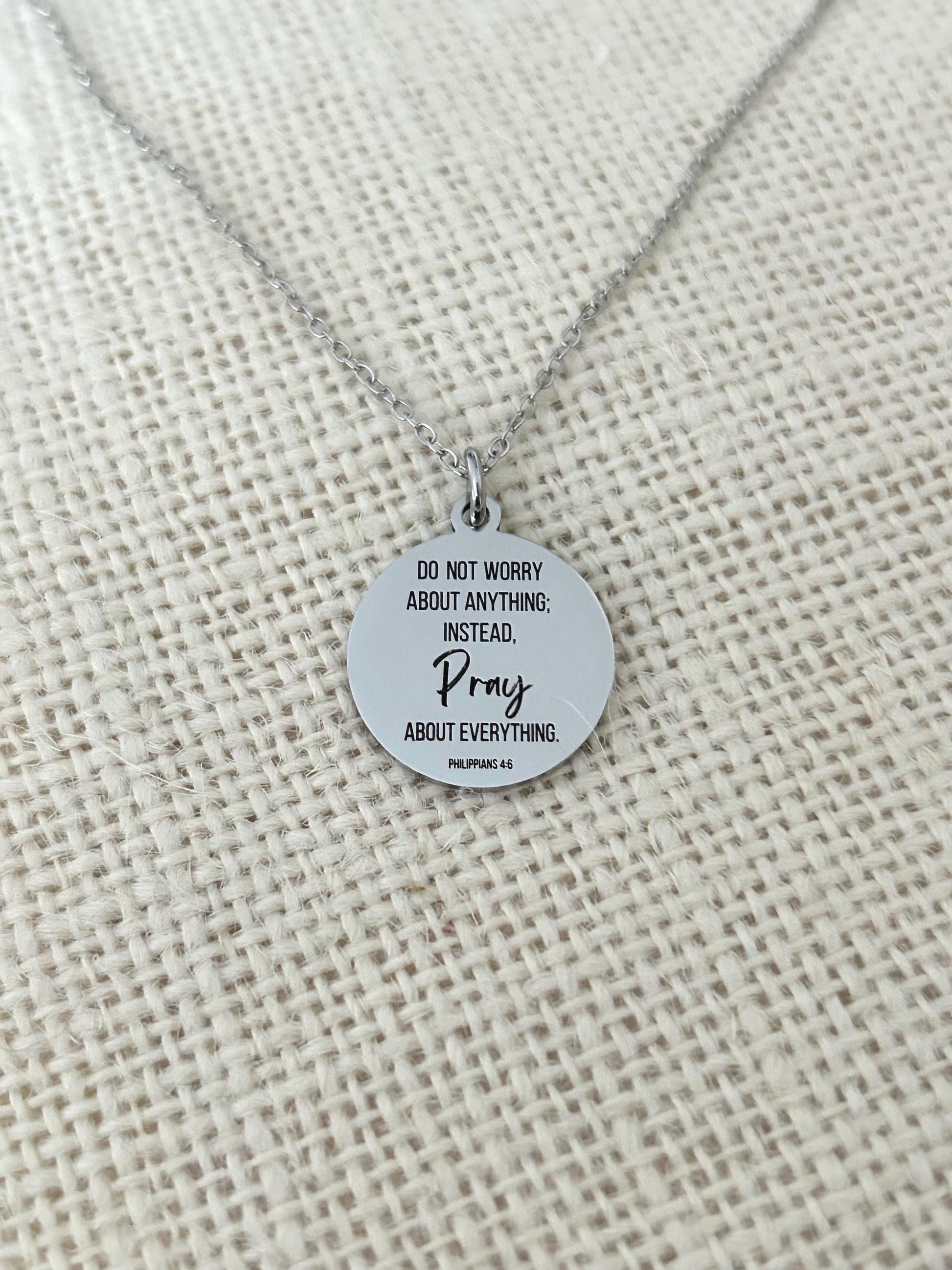 Do not worry about anything Philippians 4:6 Necklace Christian Gifts Scripture Charms Womens Retreat Gifts