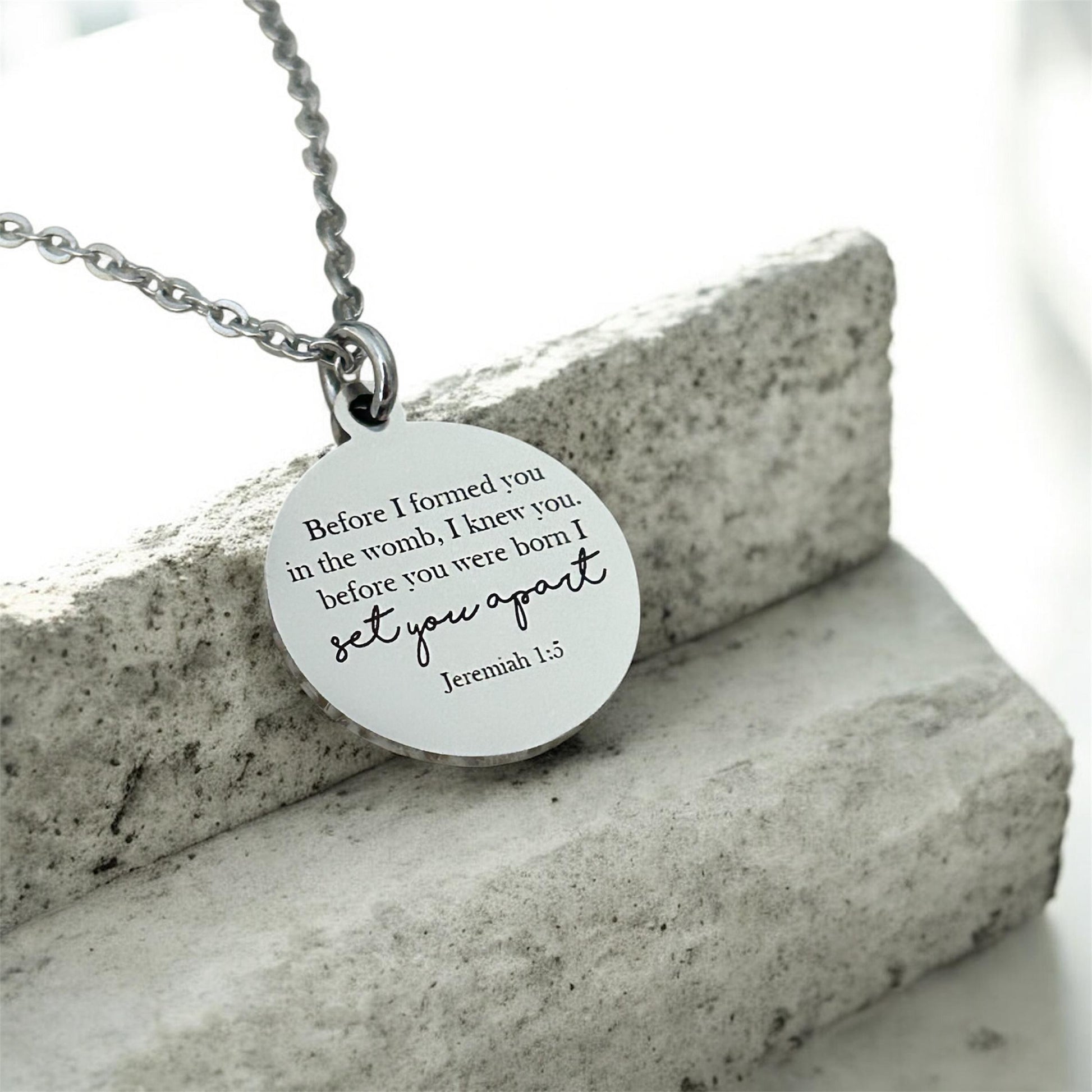 Before I formed you I Knew You Jeremiah 1:5 Bible Verse Necklace Engraved Charm Personalized Christian Necklace Christian Gifts