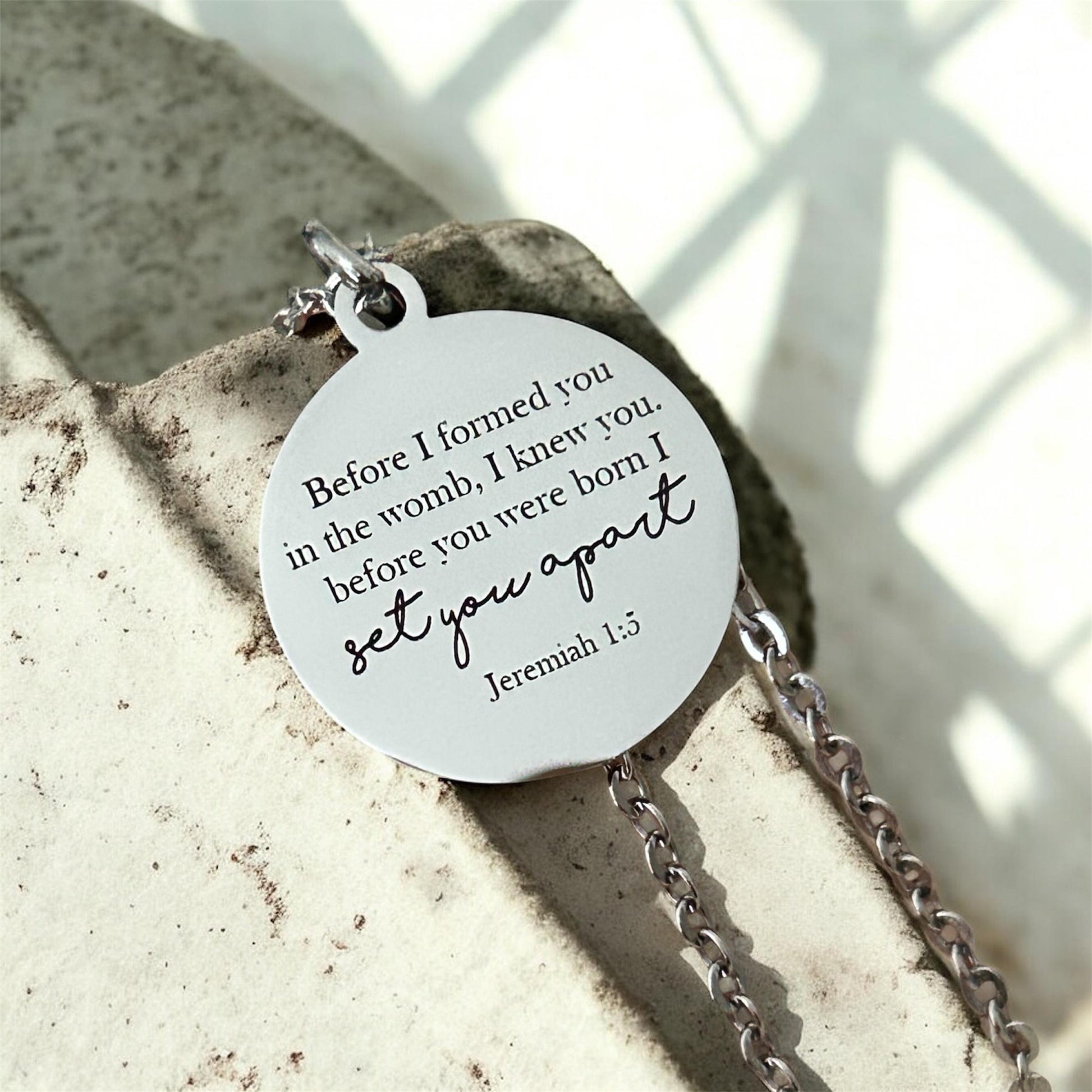 Before I formed you I Knew You Jeremiah 1:5 Bible Verse Necklace Engraved Charm Personalized Christian Necklace Christian Gifts