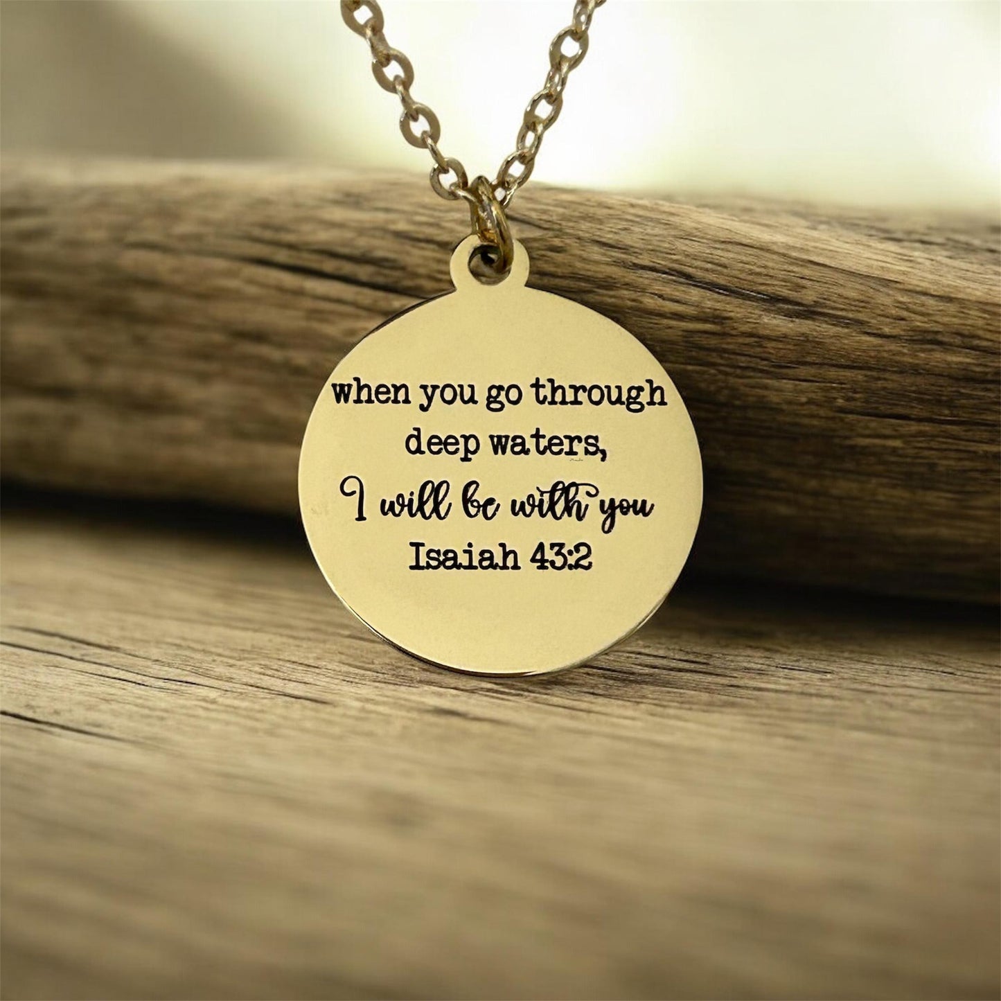 Isaiah 43:2 Bible Verse Necklace When you go through deep waters Christian Gifts Motivational Necklace