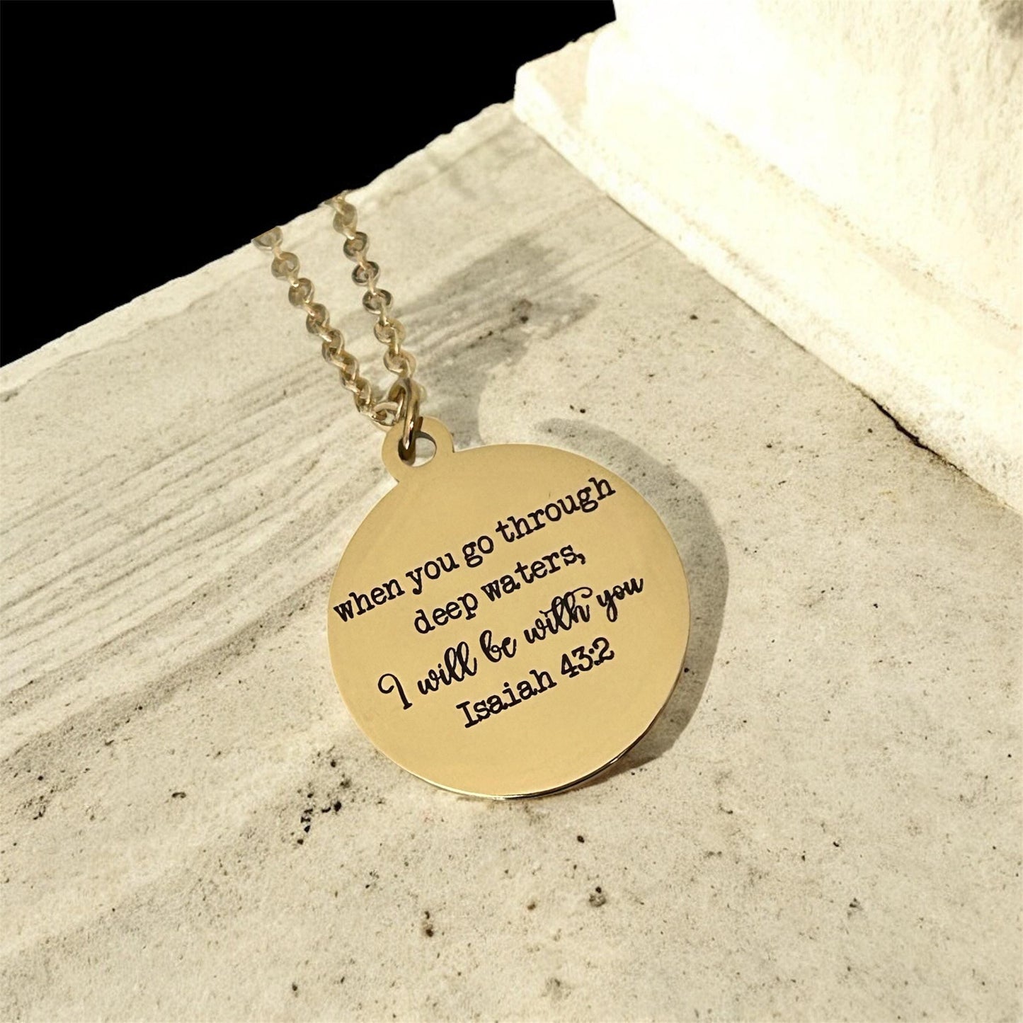 Isaiah 43:2 Bible Verse Necklace When you go through deep waters Christian Gifts Motivational Necklace