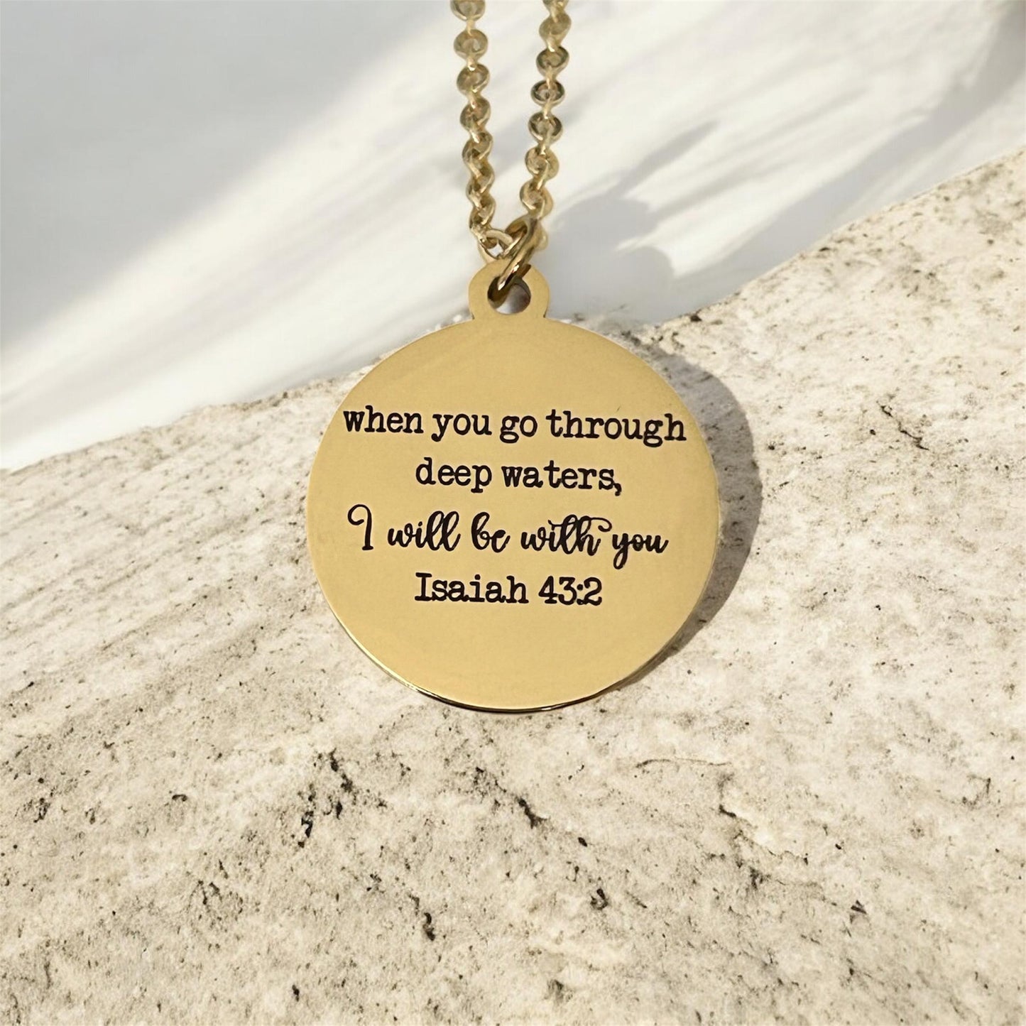 Isaiah 43:2 Bible Verse Necklace When you go through deep waters Christian Gifts Motivational Necklace