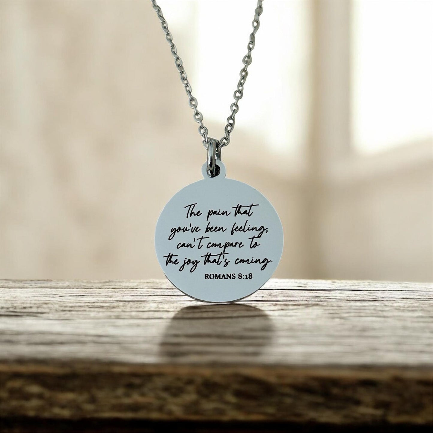 Romans 8:18 Necklace, The Pain You’ve Been Feeling Can’t Compare Necklace, Christian Encouragement Gift, Faith Jewelry for Women, Bible Vers