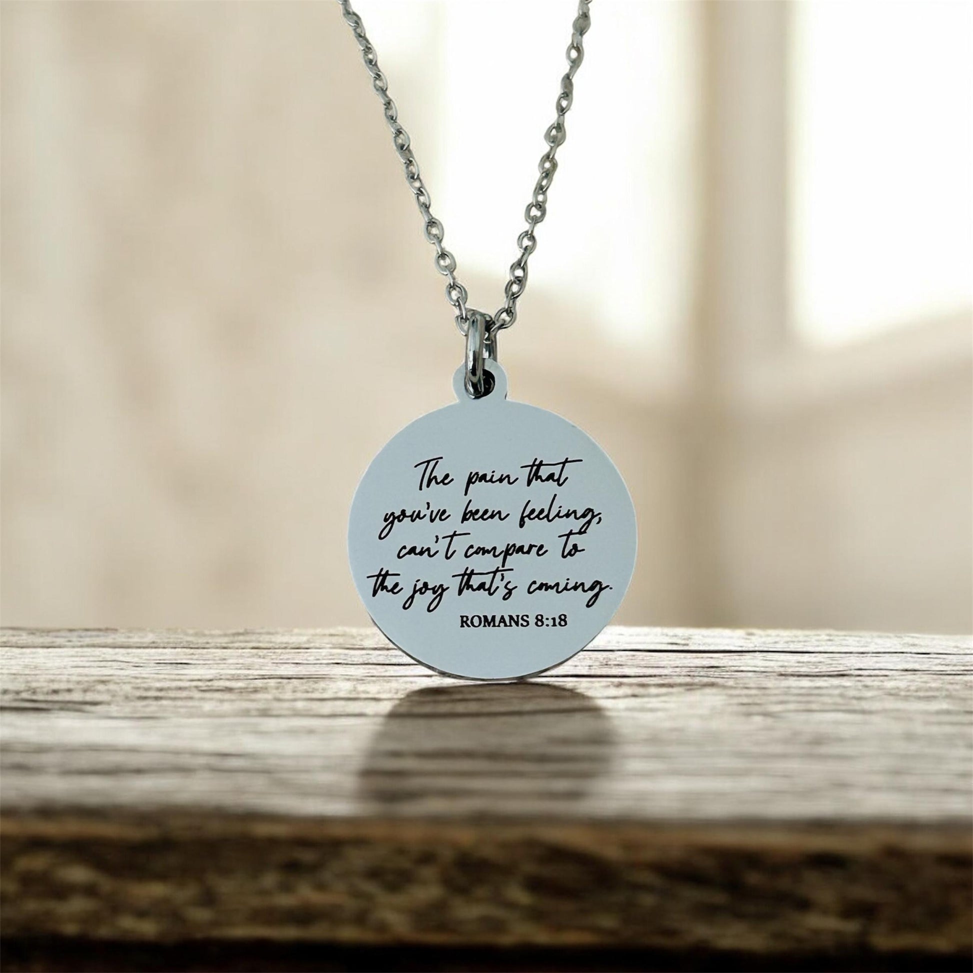 Romans 8:18 Necklace, The Pain You’ve Been Feeling Can’t Compare Necklace, Christian Encouragement Gift, Faith Jewelry for Women, Bible Vers