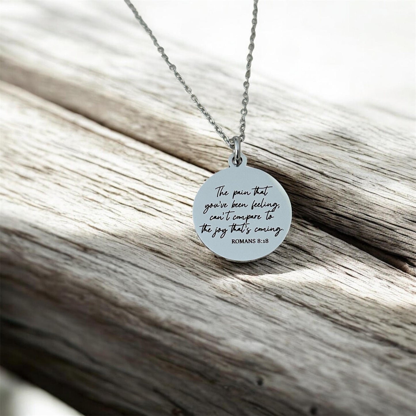 Romans 8:18 Necklace, The Pain You’ve Been Feeling Can’t Compare Necklace, Christian Encouragement Gift, Faith Jewelry for Women, Bible Vers
