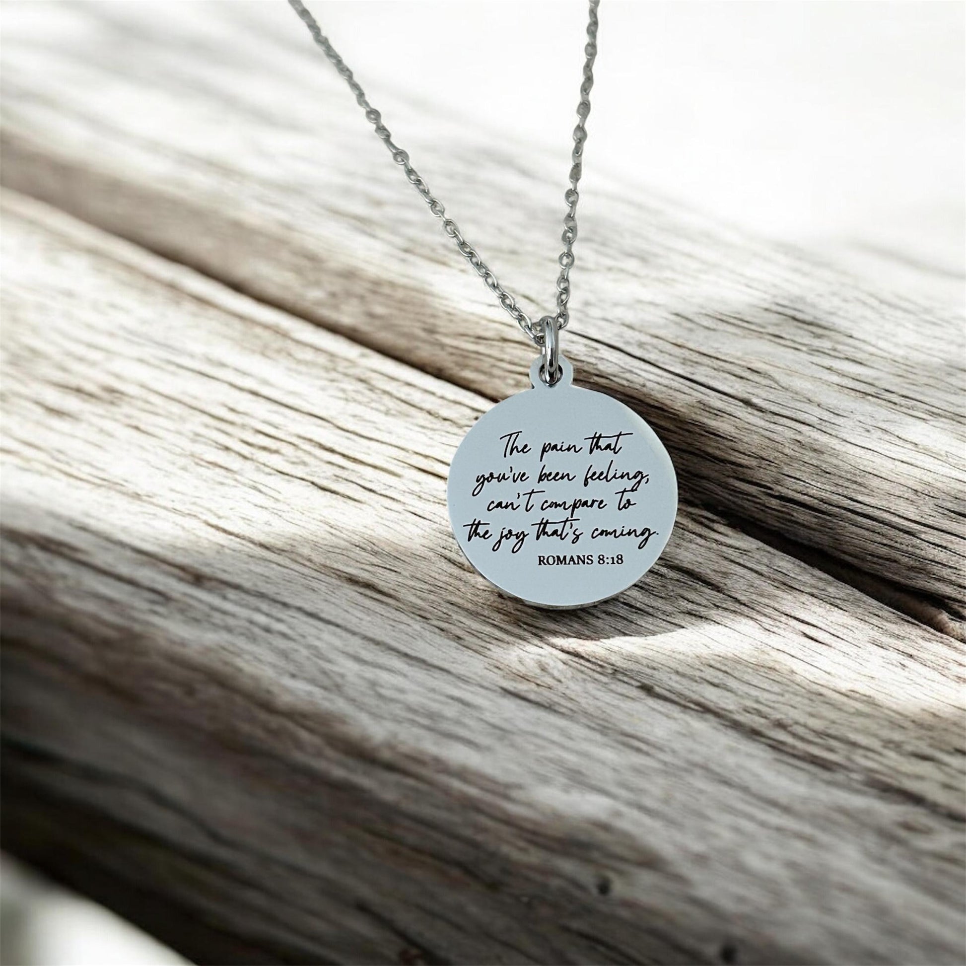Romans 8:18 Necklace, The Pain You’ve Been Feeling Can’t Compare Necklace, Christian Encouragement Gift, Faith Jewelry for Women, Bible Vers