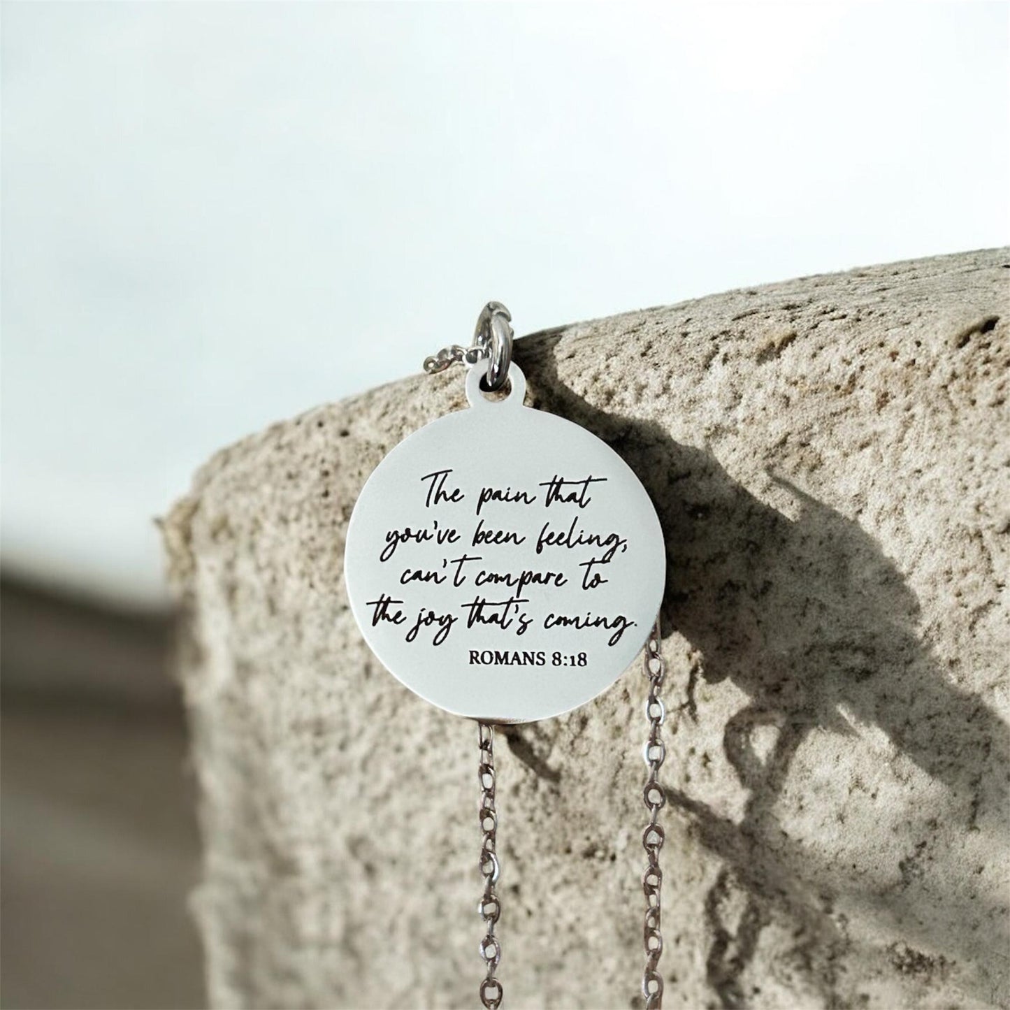Romans 8:18 Necklace, The Pain You’ve Been Feeling Can’t Compare Necklace, Christian Encouragement Gift, Faith Jewelry for Women, Bible Vers