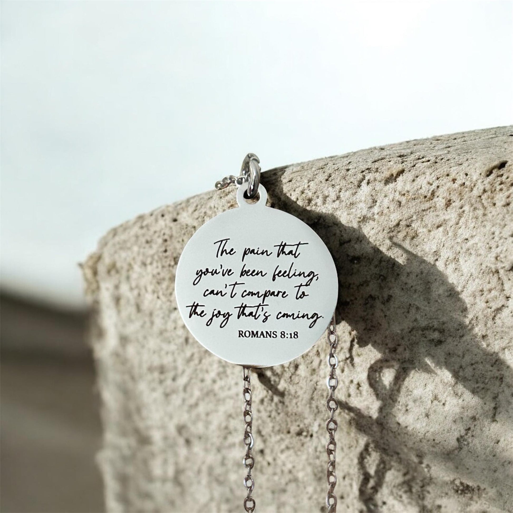 Romans 8:18 Necklace, The Pain You’ve Been Feeling Can’t Compare Necklace, Christian Encouragement Gift, Faith Jewelry for Women, Bible Vers