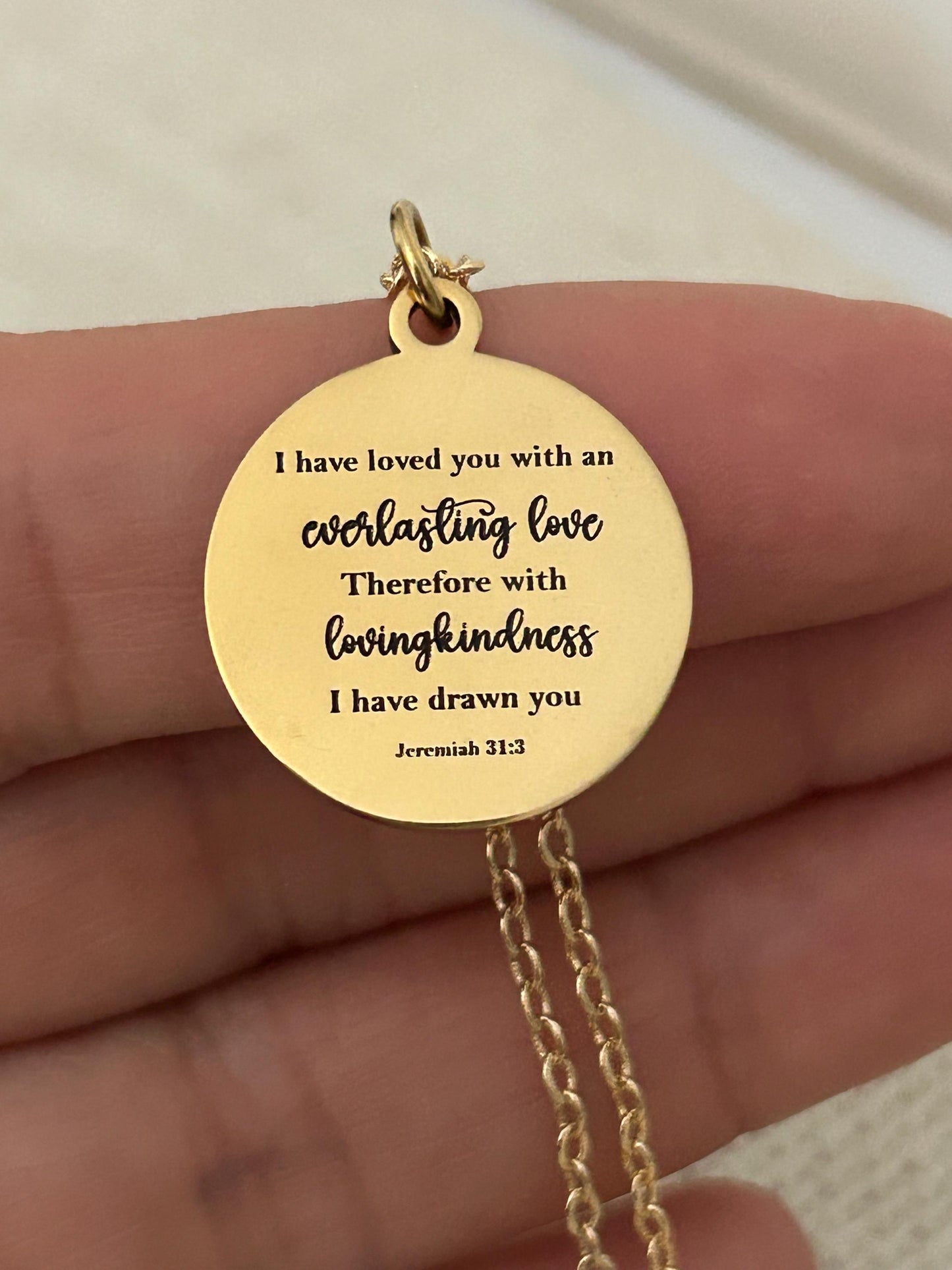Jeremiah 31:3 Everlasting Love Bible Verse Necklace Christian Gifts Personalized Necklace