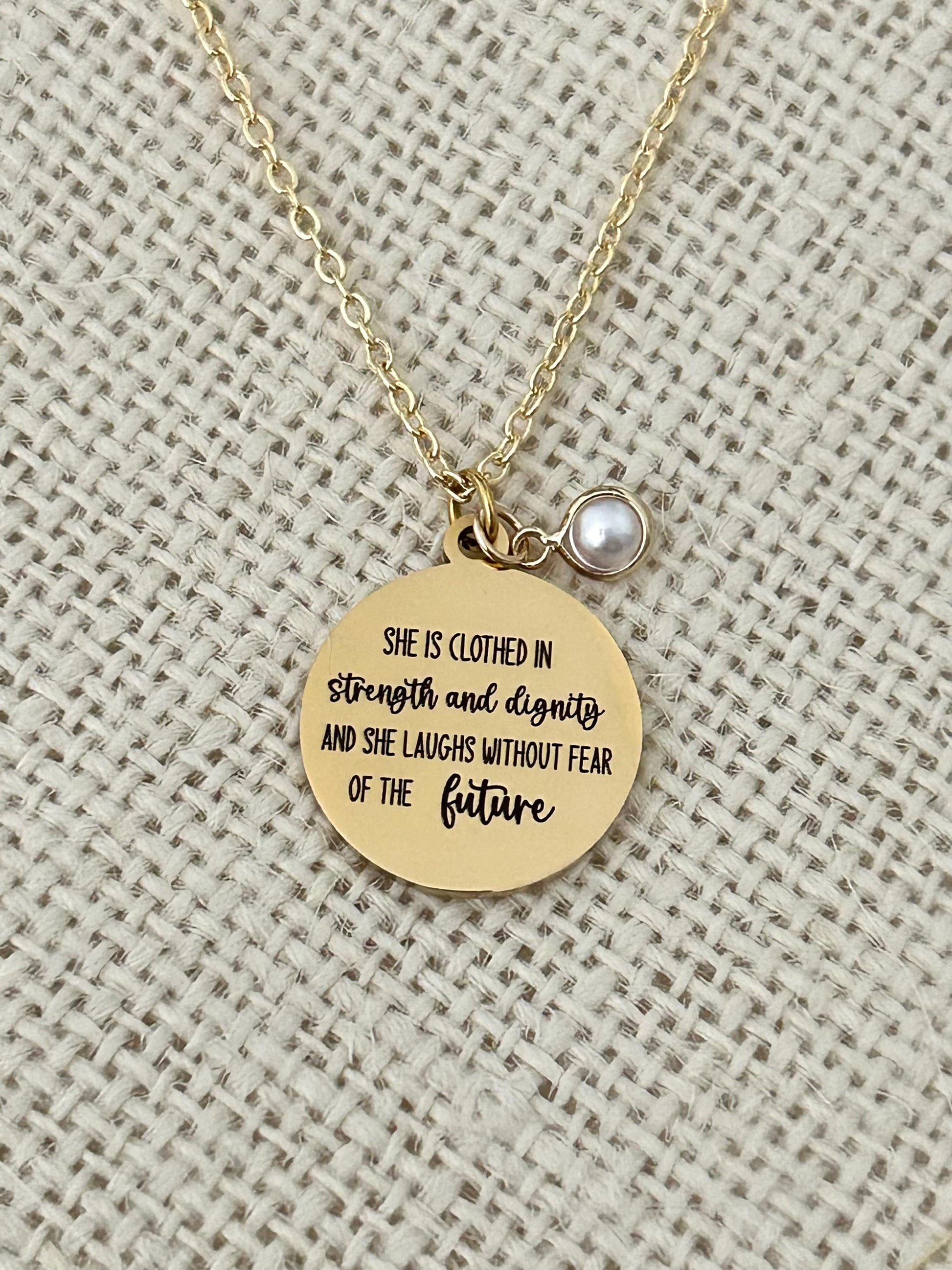Proverbs 31 Necklace: 14k Gold Plated Scripture Jewelry