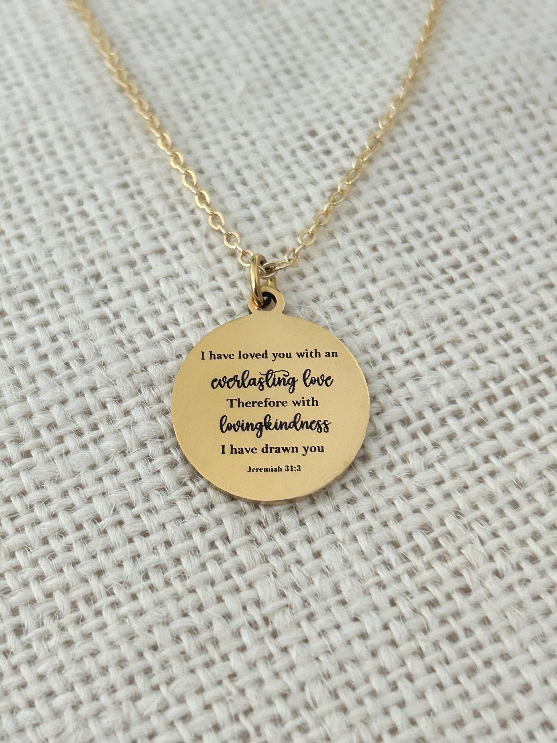 Jeremiah 31:3 Everlasting Love Bible Verse Necklace Christian Gifts Personalized Necklace