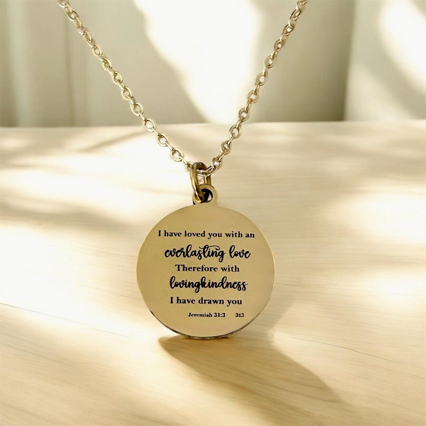 Jeremiah 31:3 Everlasting Love Bible Verse Necklace Christian Gifts Personalized Necklace