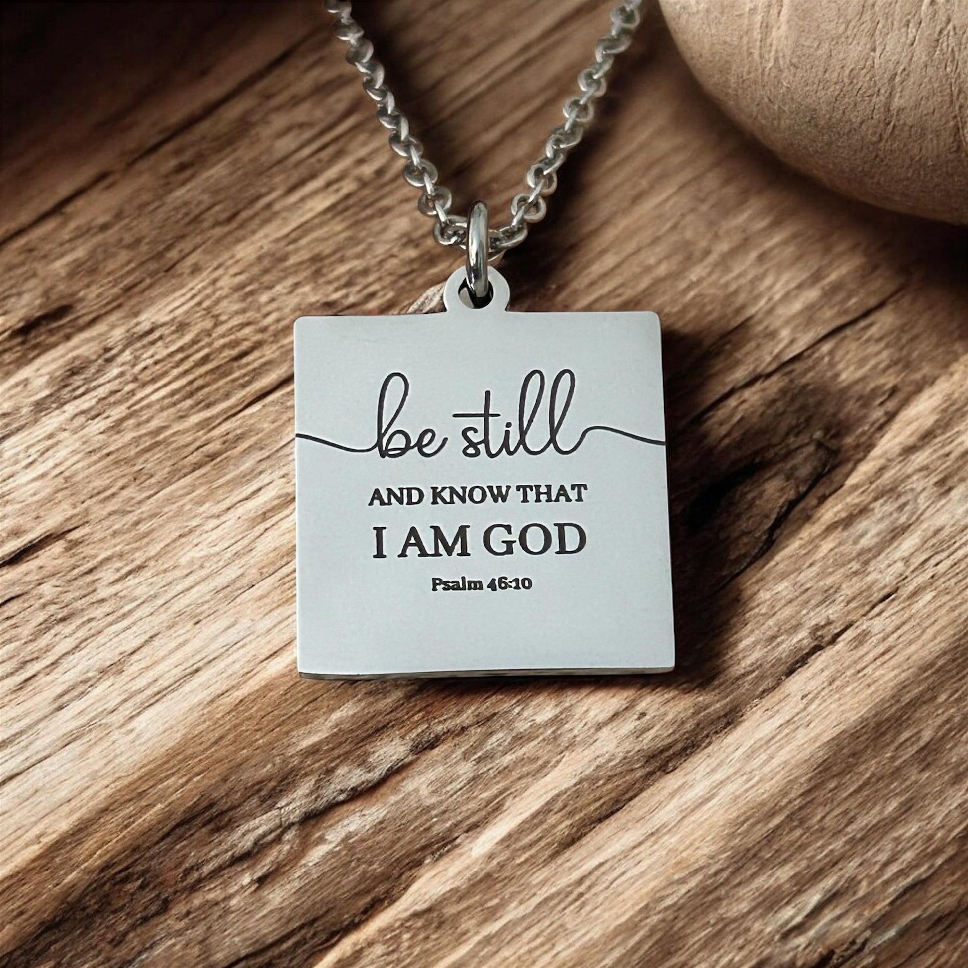Be Still Necklace, Psalm 46:10 Necklace, Christian Necklace for Women, Faith Jewelry Gift, Inspirational Bible Verse Pendant, Stainless Stee