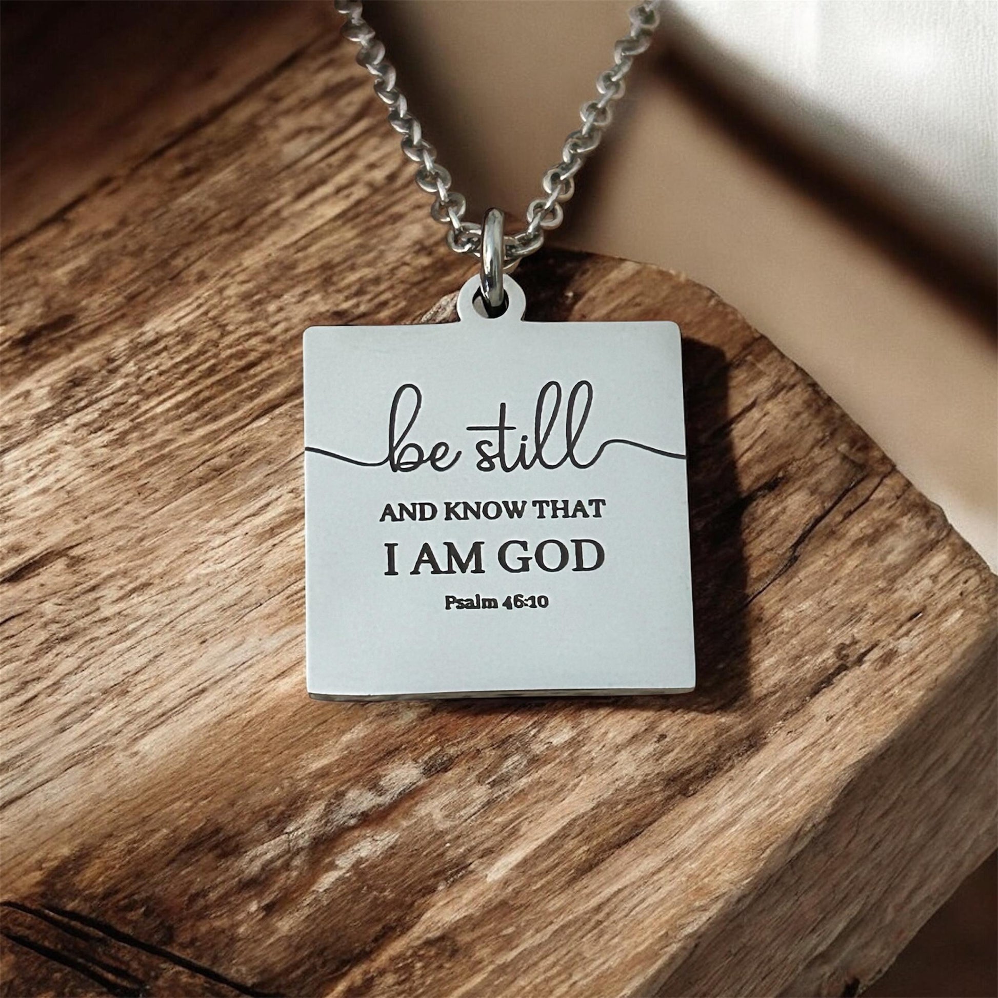 Be Still Necklace, Psalm 46:10 Necklace, Christian Necklace for Women, Faith Jewelry Gift, Inspirational Bible Verse Pendant, Stainless Stee