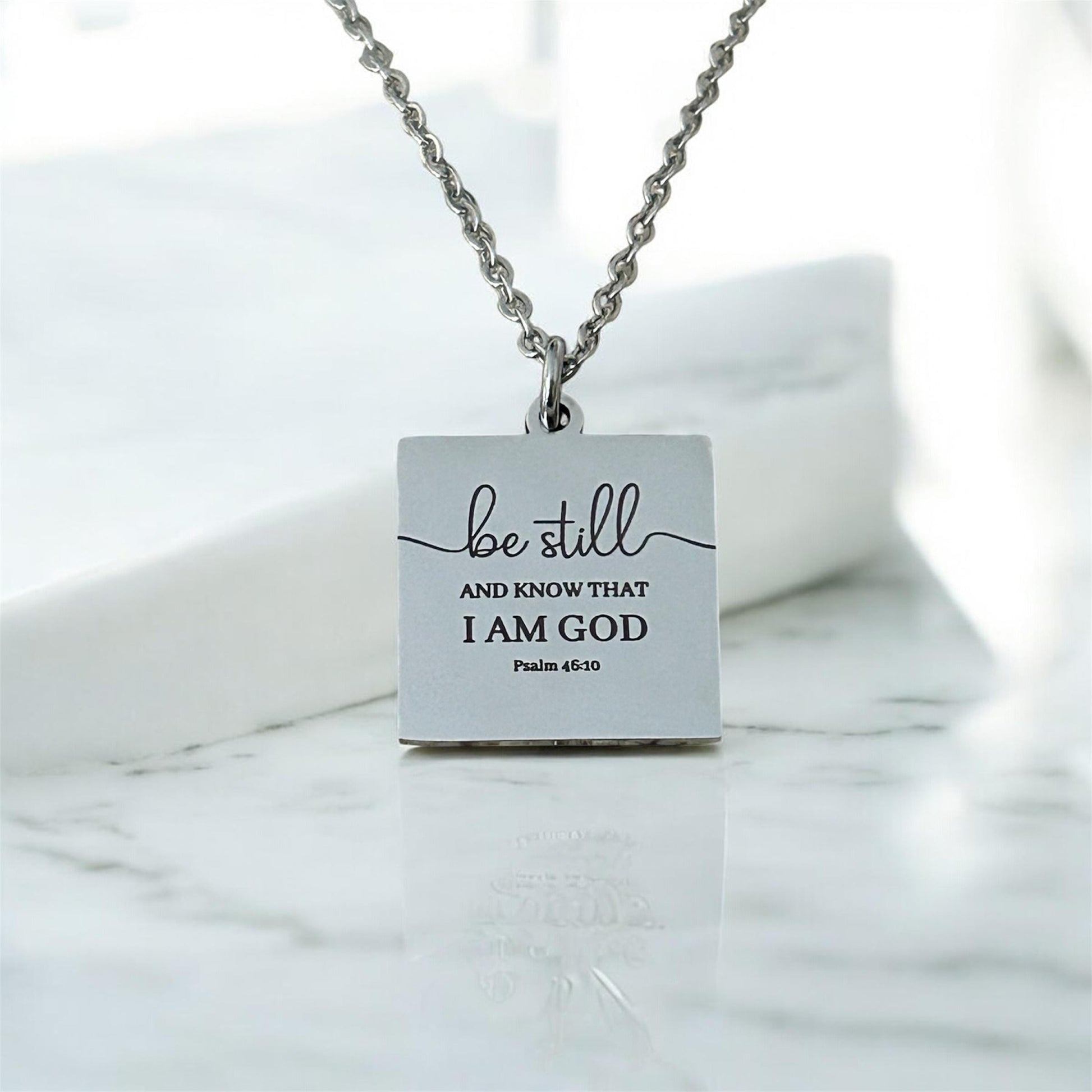 Be Still Necklace, Psalm 46:10 Necklace, Christian Necklace for Women, Faith Jewelry Gift, Inspirational Bible Verse Pendant, Stainless Stee