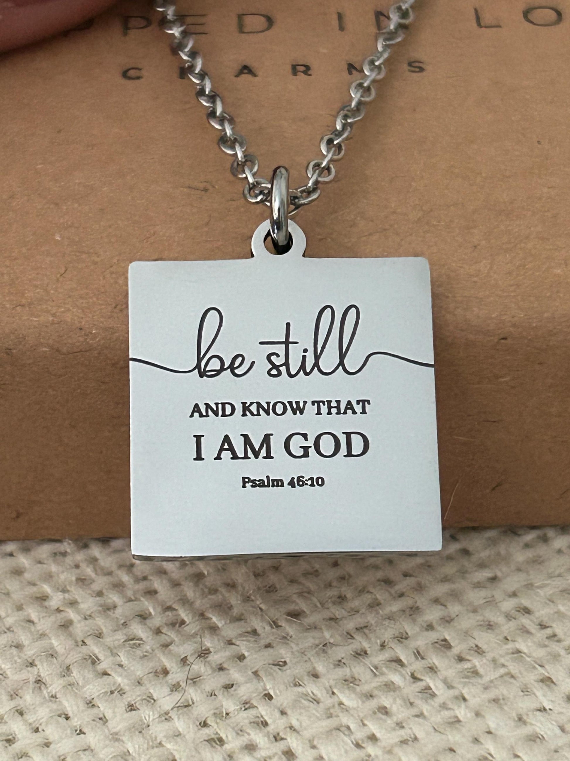 Be Still Necklace, Psalm 46:10 Necklace, Christian Necklace for Women, Faith Jewelry Gift, Inspirational Bible Verse Pendant, Stainless Stee