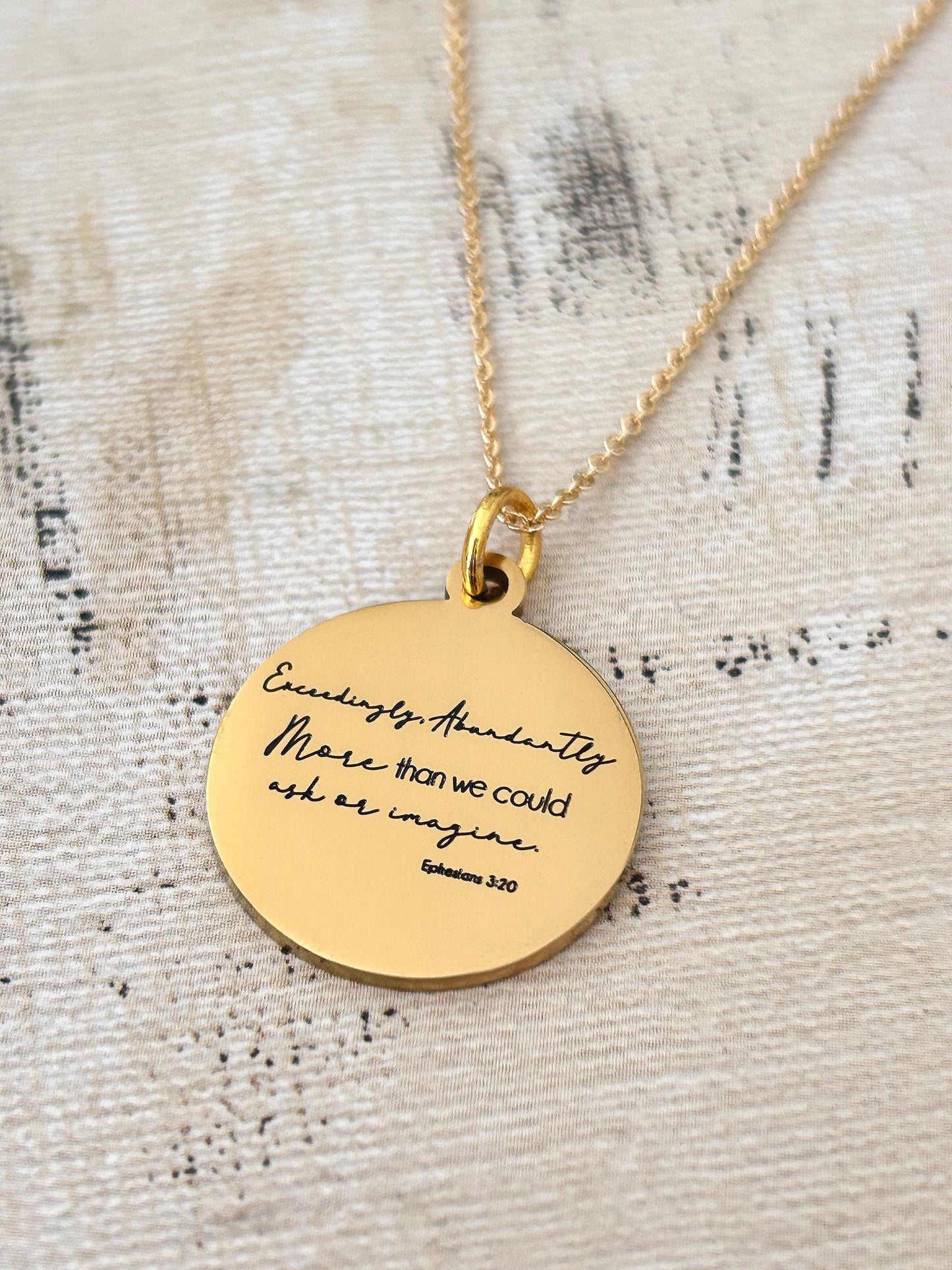 Exceedingly Abundantly Necklace Ephesians 3:20 | Christian Scripture Necklace | Faith Jewelry Gift for Her