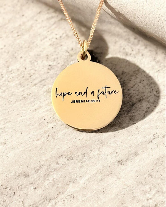 Christian Necklace Jeremiah 29:11 Hope and a Future, Faith Jewelry Gift for Her, Inspirational Bible Verse Necklace, Gift Ready Pendan
