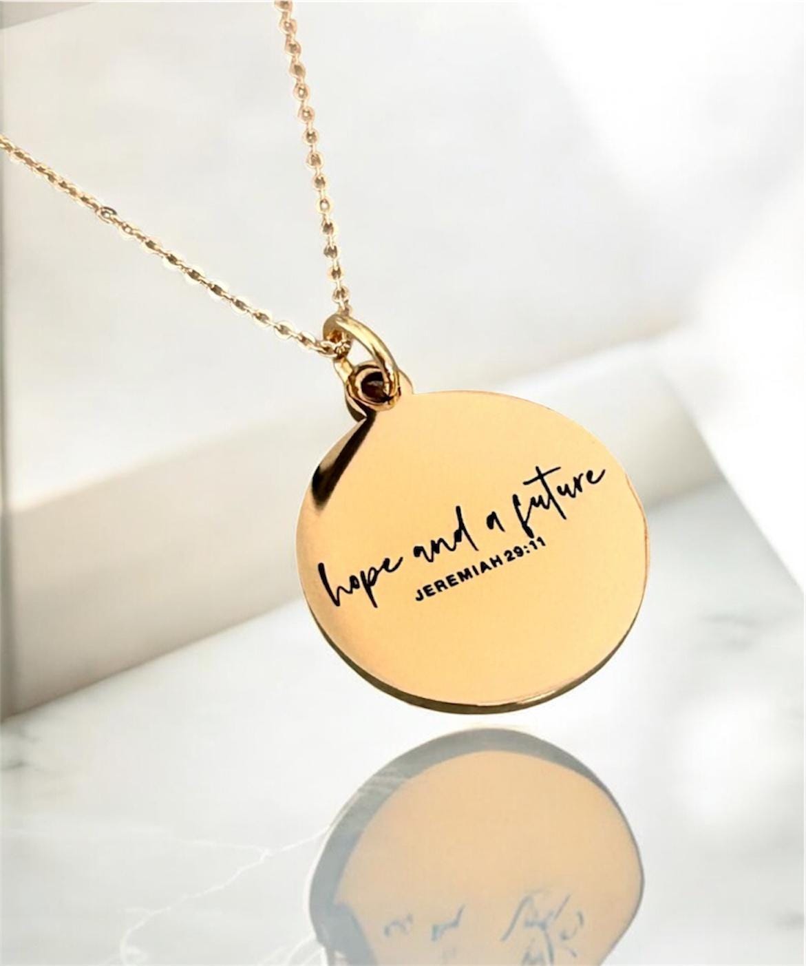 Jeremiah 29:11 Necklace | Hope and a Future Christian Gift Bible Verse Jewelry Faith Necklace for Women Inspirational Gift Religious Jewelry