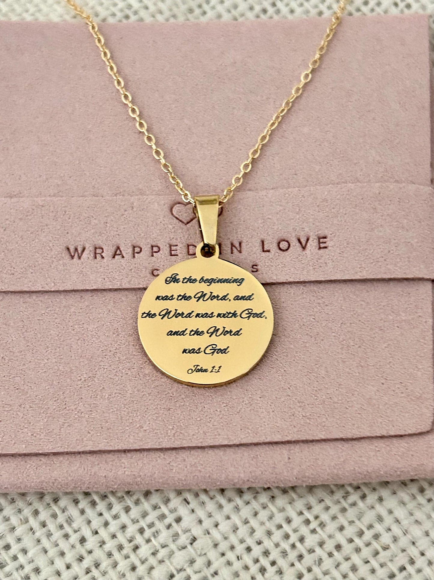 Personalized Necklace Christian Gifts In the beginning was The Word John 1:1 Scripture Charms