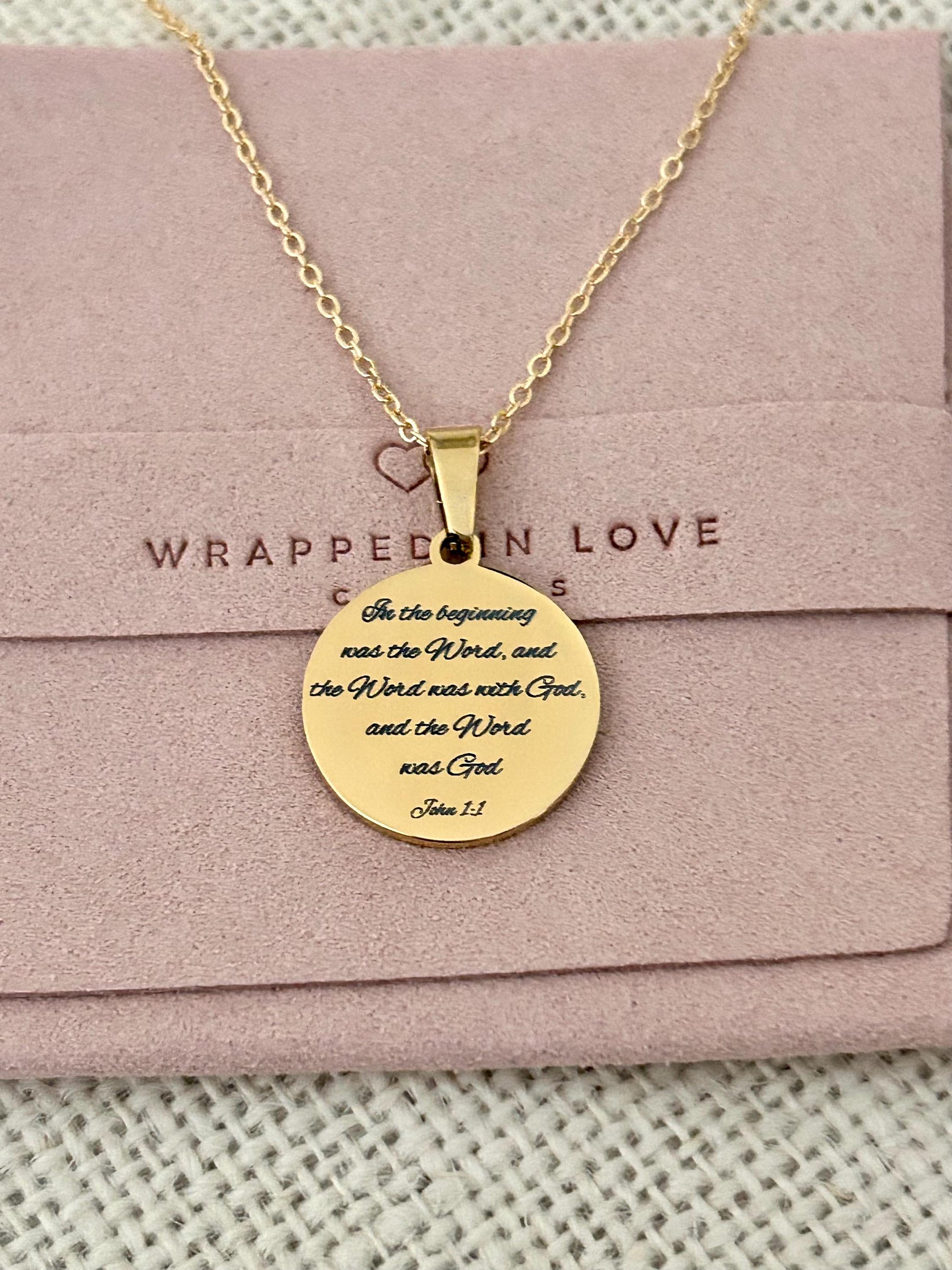 Personalized Necklace Christian Gifts In the beginning was The Word John 1:1 Scripture Charms