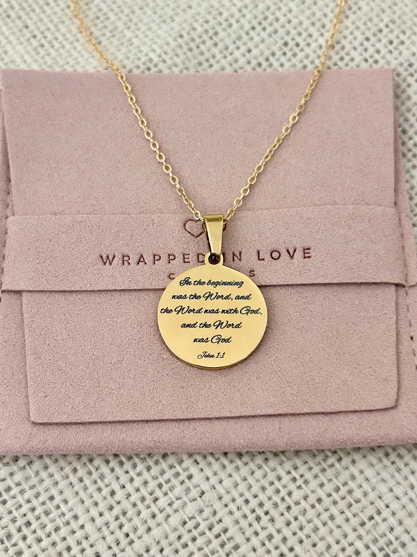 Personalized Necklace Christian Gifts In the beginning was The Word John 1:1 Scripture Charms