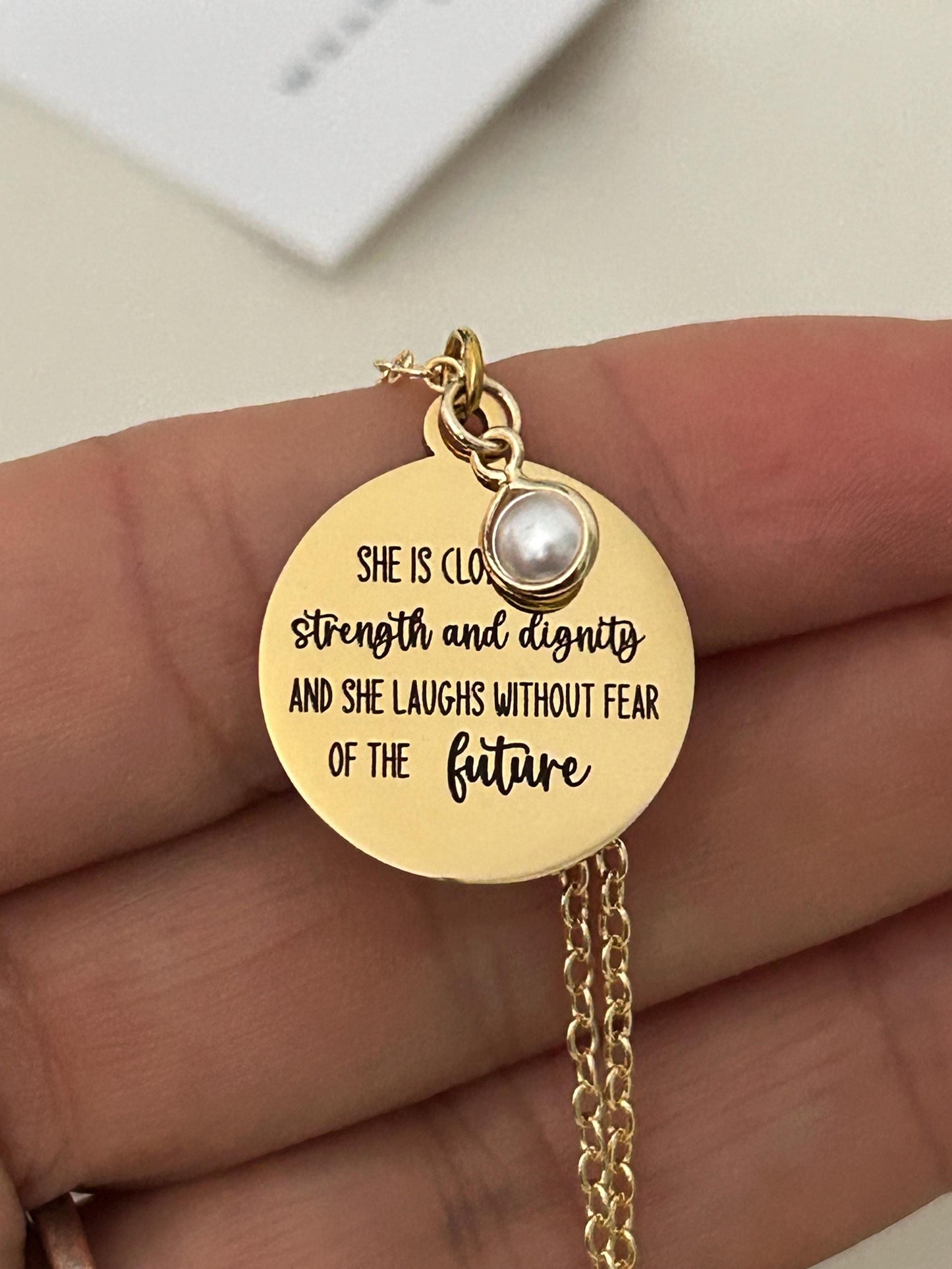 Proverbs 31 Necklace: 14k Gold Plated Scripture Jewelry