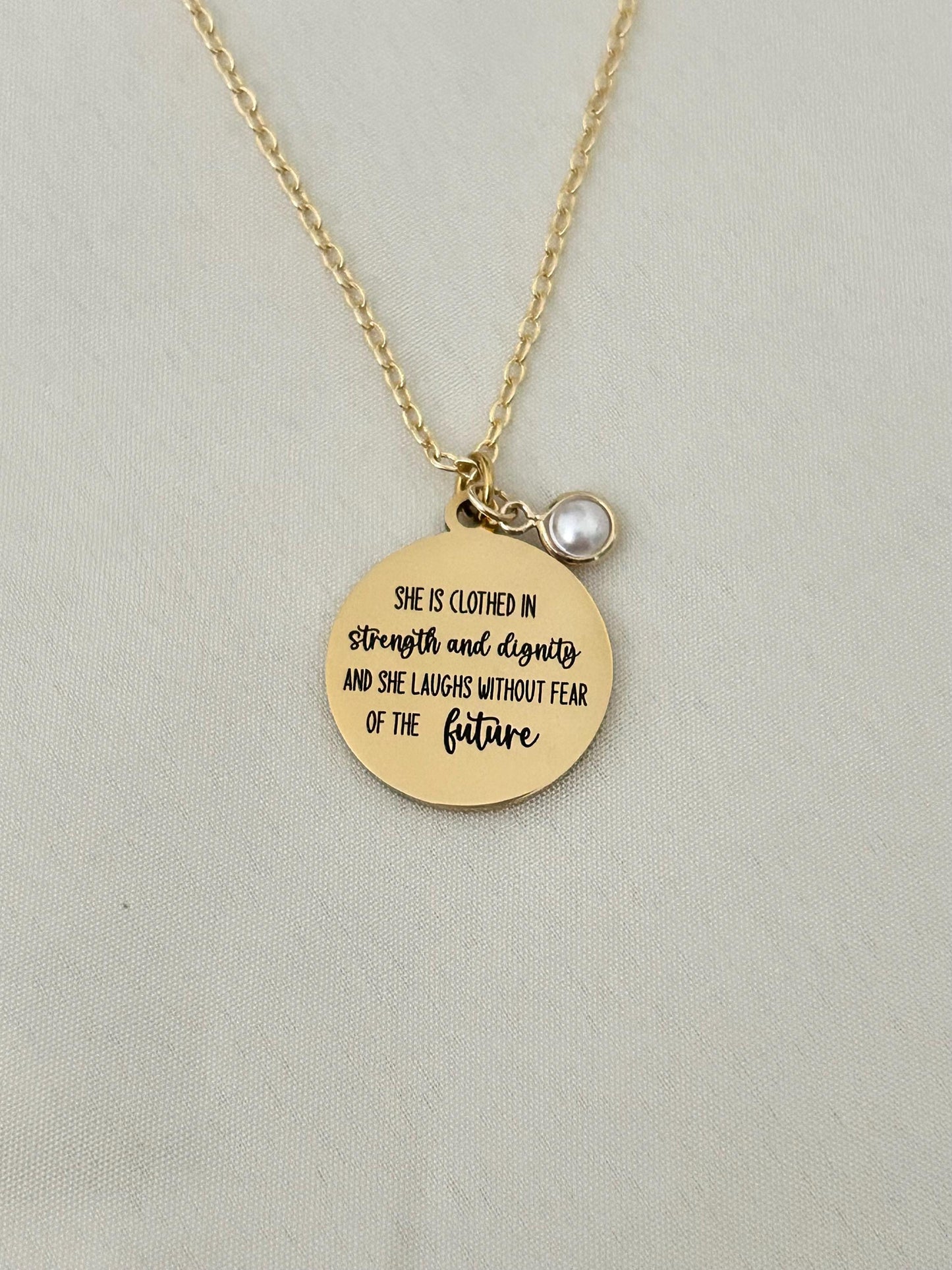 Proverbs 31 Necklace: 14k Gold Plated Scripture Jewelry