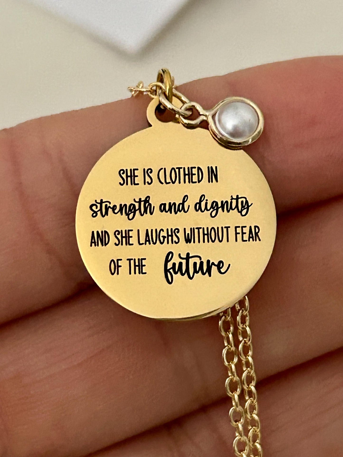 Proverbs 31 Necklace: 14k Gold Plated Scripture Jewelry
