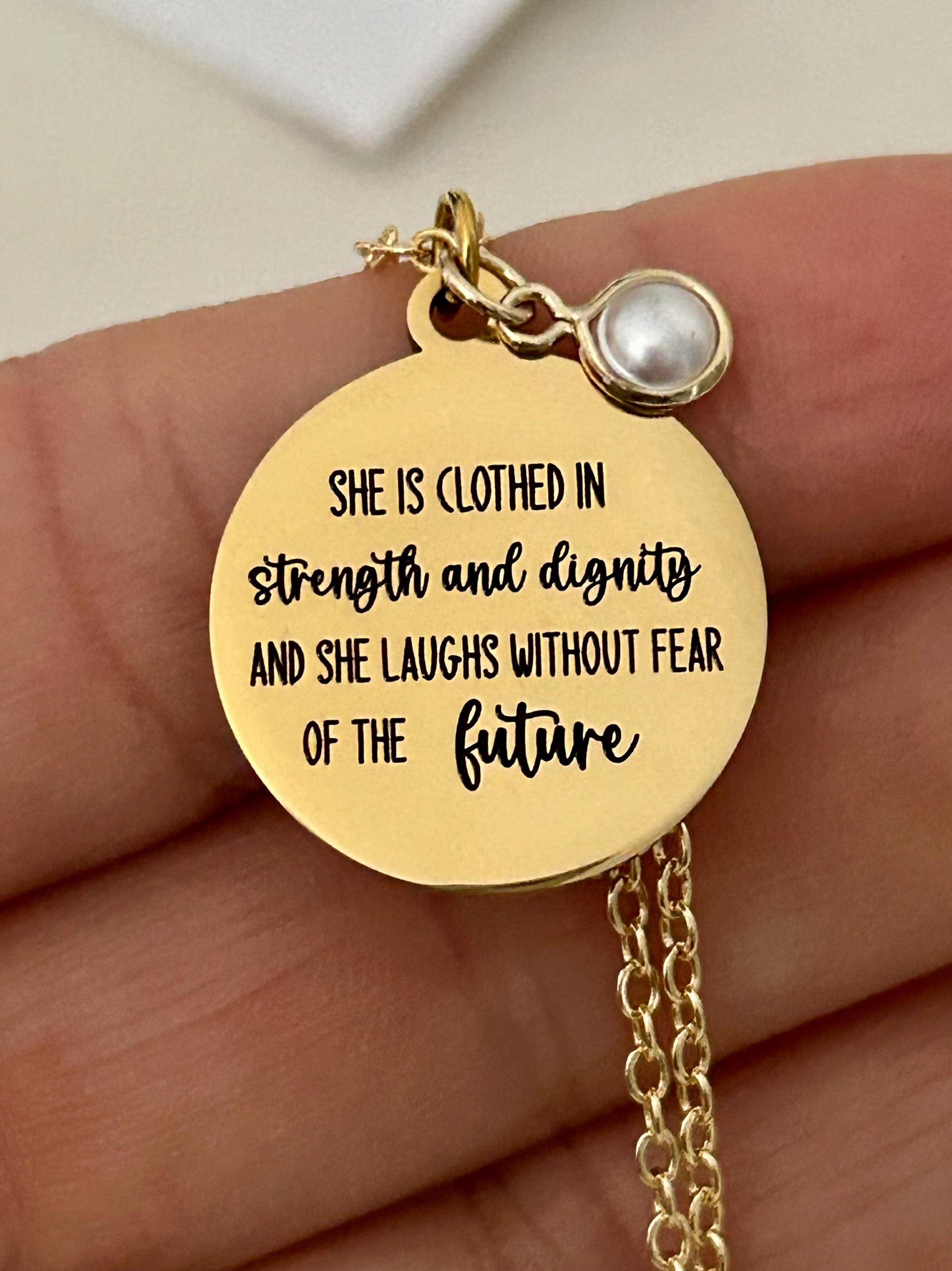 Proverbs 31 Necklace: 14k Gold Plated Scripture Jewelry