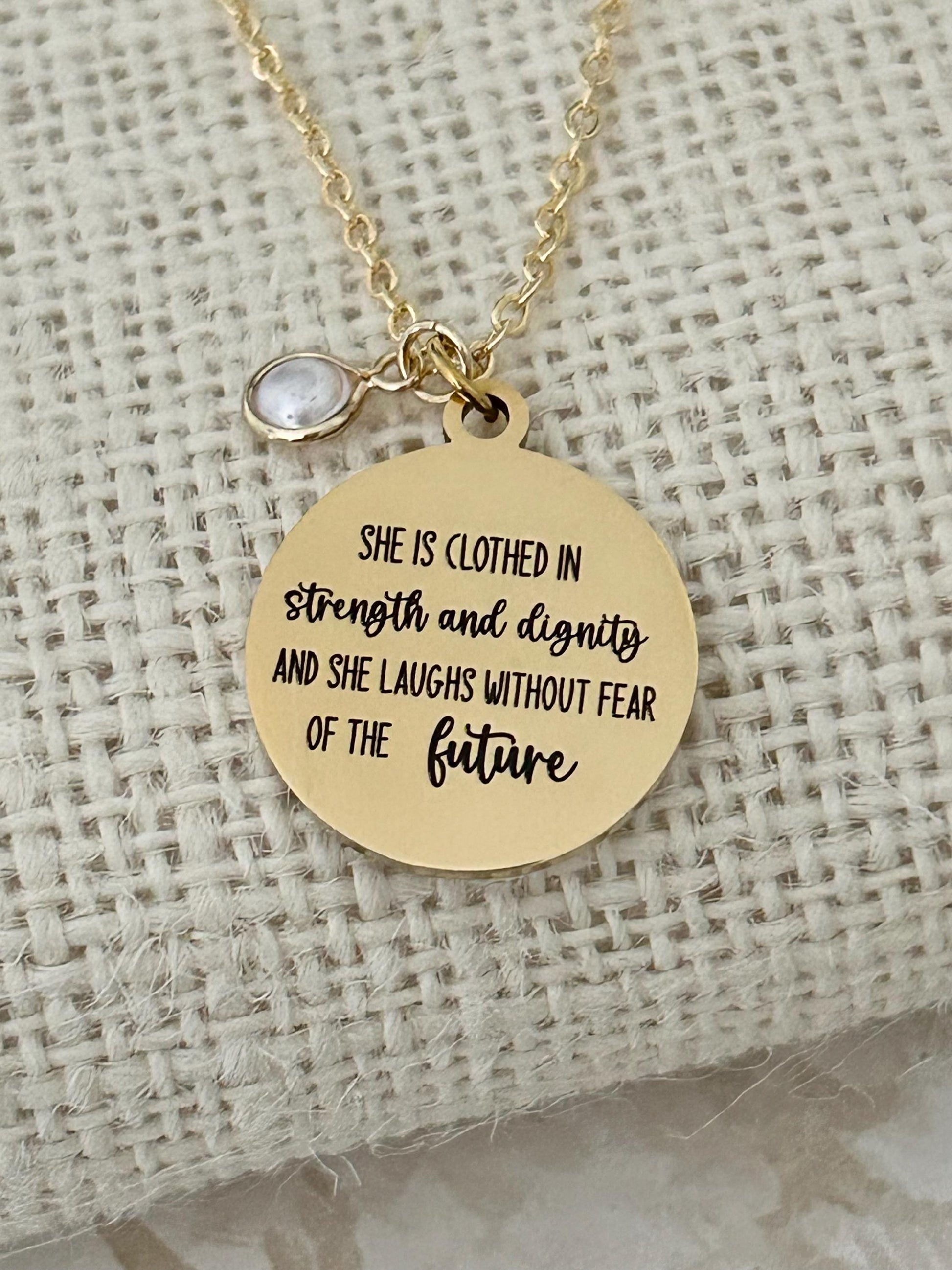 Proverbs 31 Necklace: 14k Gold Plated Scripture Jewelry