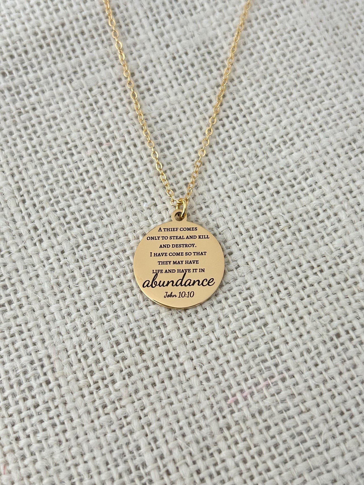 John 10:10 The thief comes only to steal Bible Verse Necklace Christian Custom Gifts Personalized Necklace