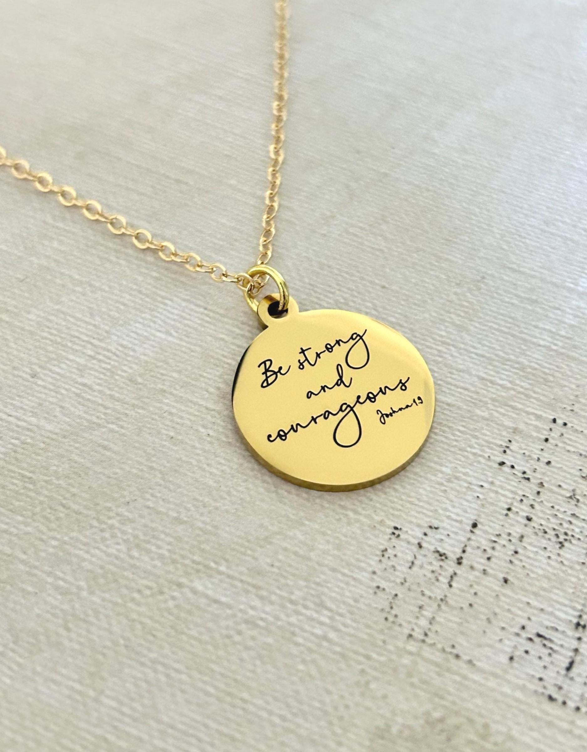 Be Strong and Courageous Necklace | Joshua 1:9 Bible Verse Necklace | Christian Gift | Faith Jewelry | Inspirational Scripture Necklace
