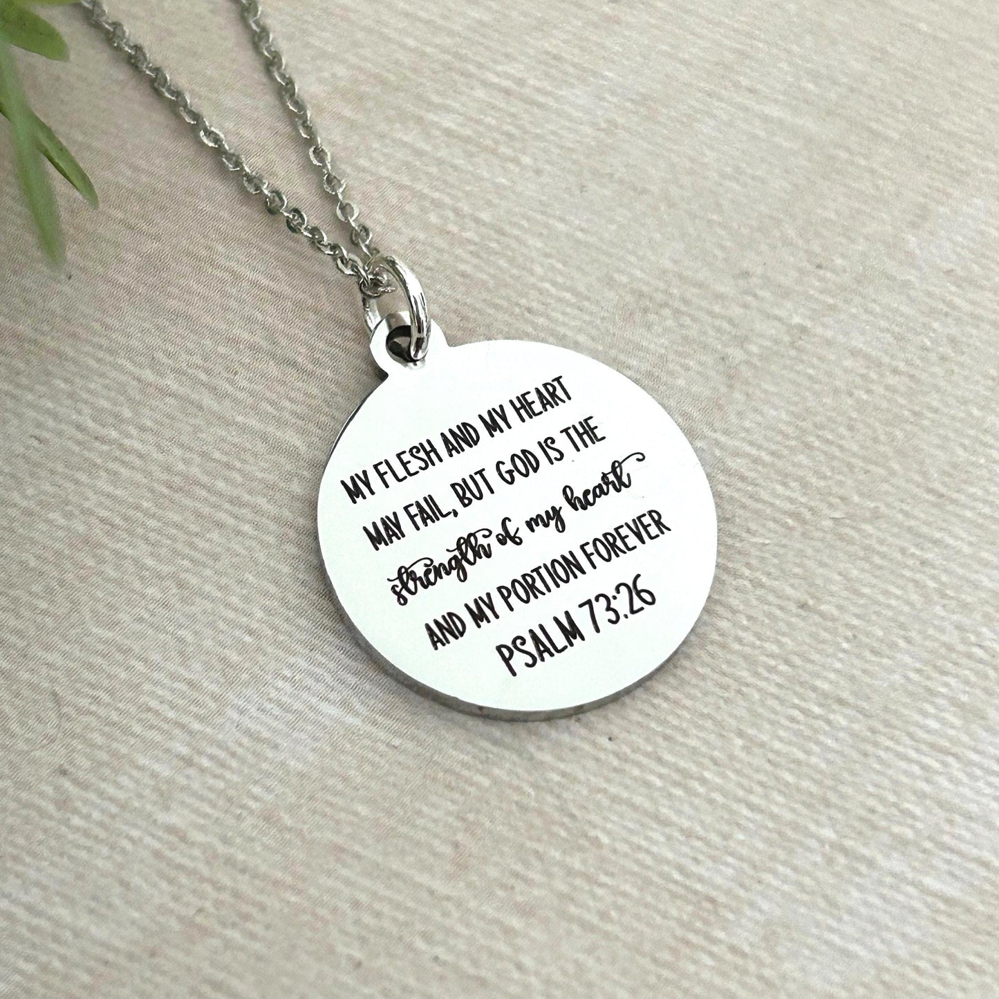 My Flesh and My heart may fail but God Psalm 73:26 Bible Verse Necklace, Christian Gifts, Scripture Jewelry, Get Well Gift, But God Necklace