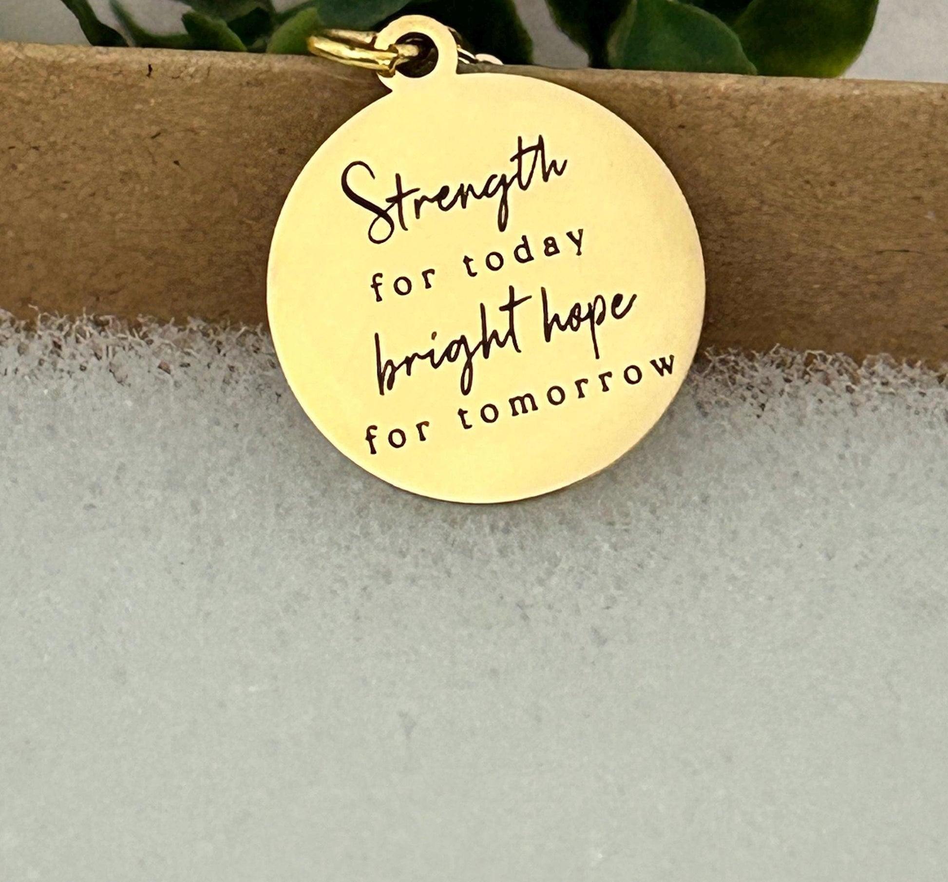 Gold Plated Inspirational Necklace: Personalized Christian Gift Strength for today Bright hope for Tomorrow