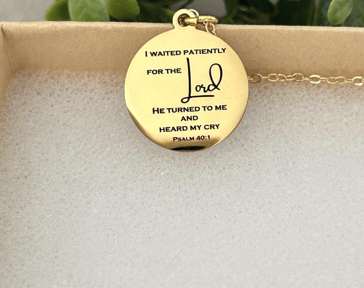 Psalm 40:1 Bible Verse Necklace I waited patiently for The Lord Christian Gift