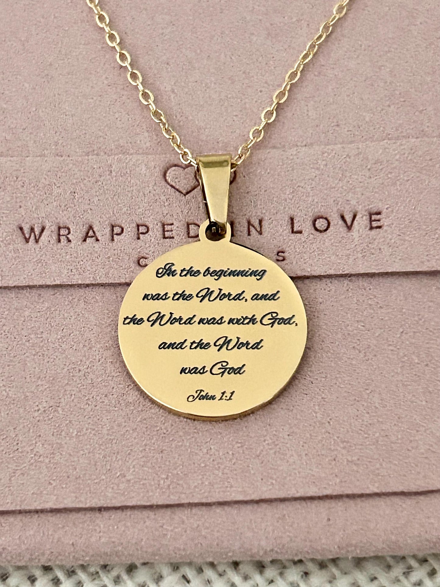 Personalized Necklace Christian Gifts In the beginning was The Word John 1:1 Scripture Charms